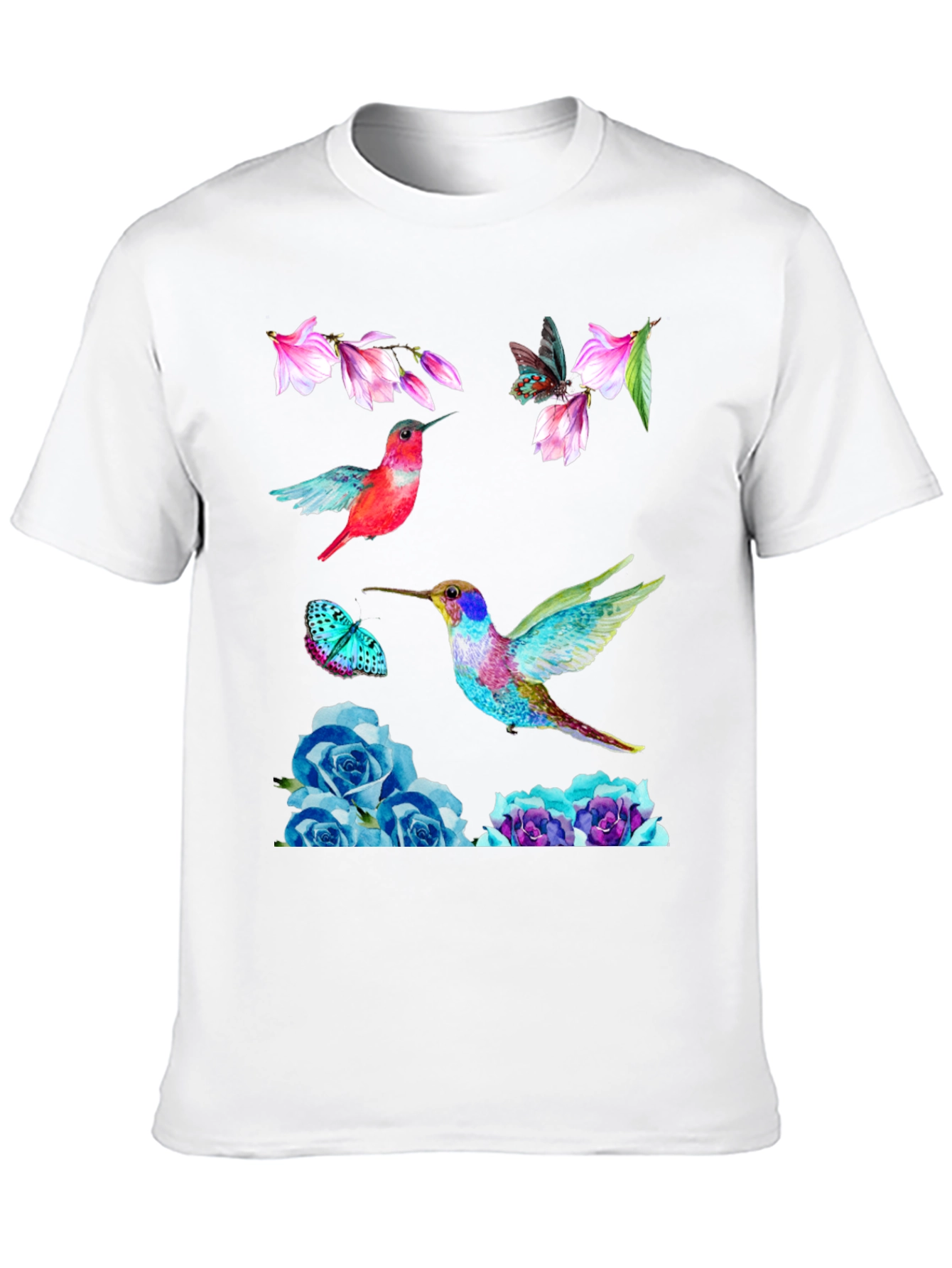 Hummingbird Floral Print T-Shirt