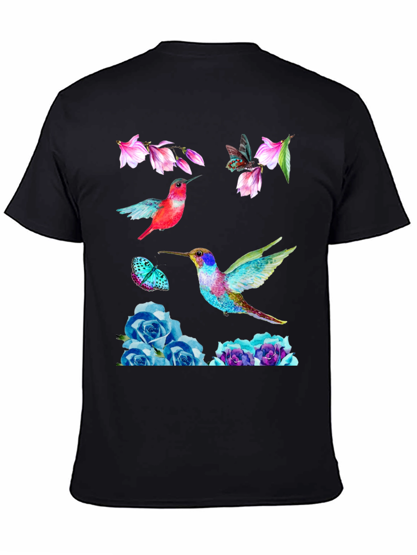 Hummingbird Floral Print T-Shirt