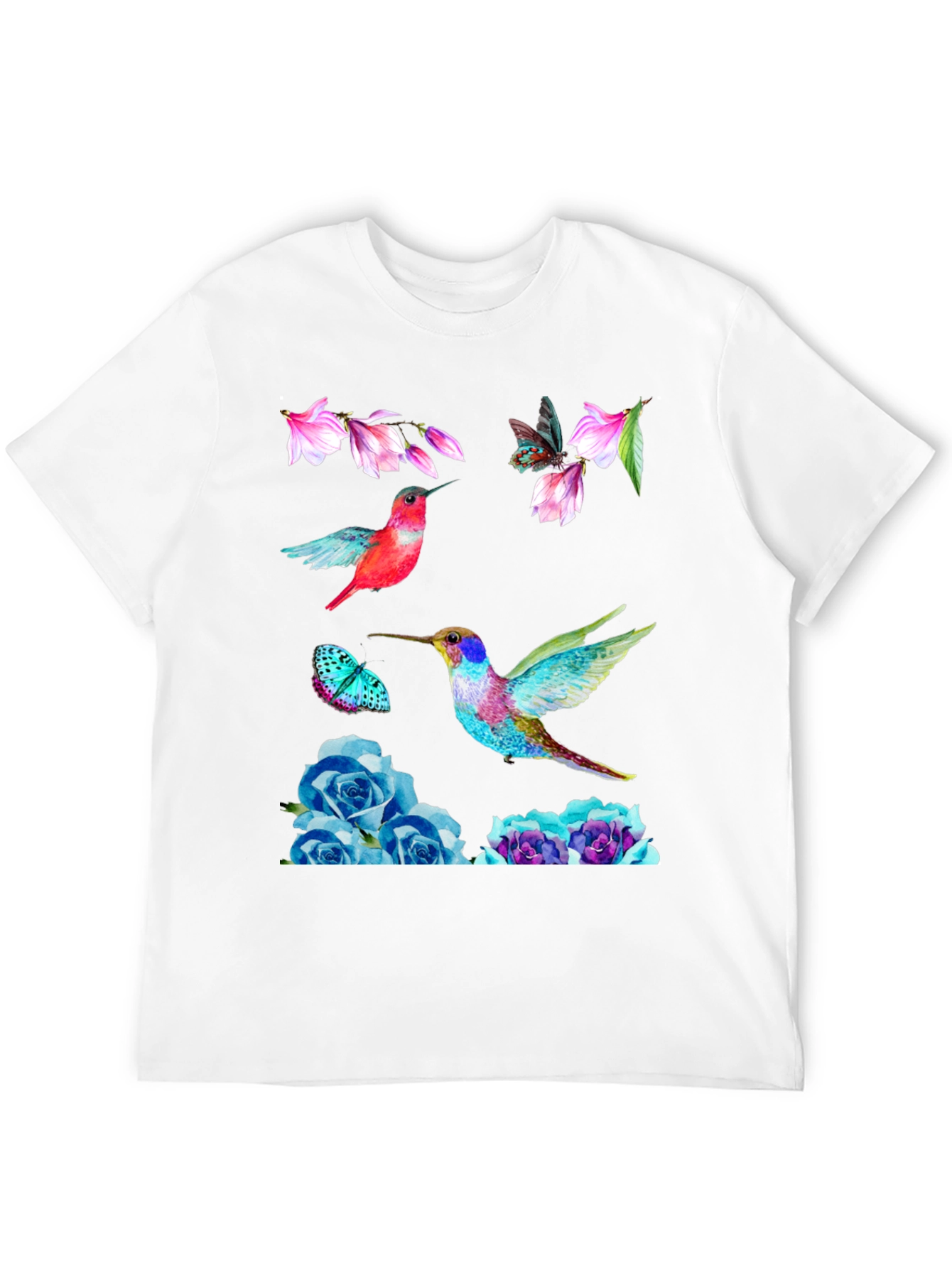 Hummingbird Floral Print T-Shirt