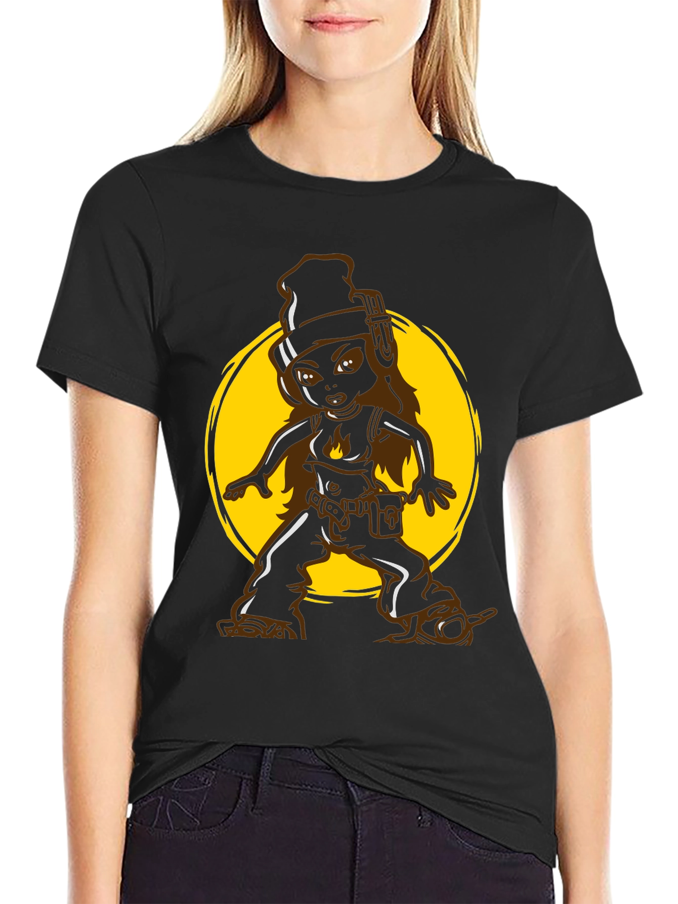 Cool Cartoon Graphic Tee - Black