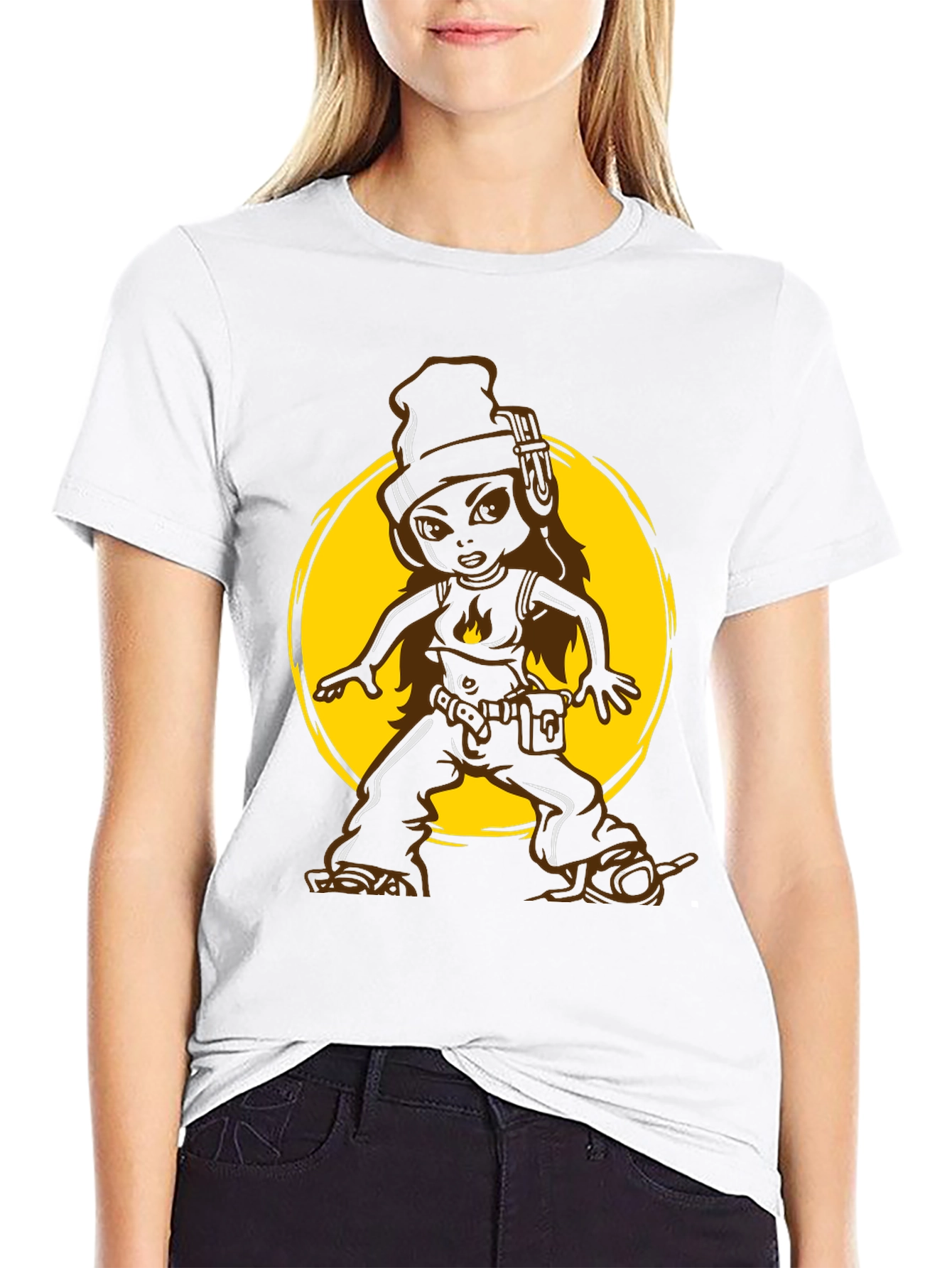 Cool Cartoon Graphic Tee - Black
