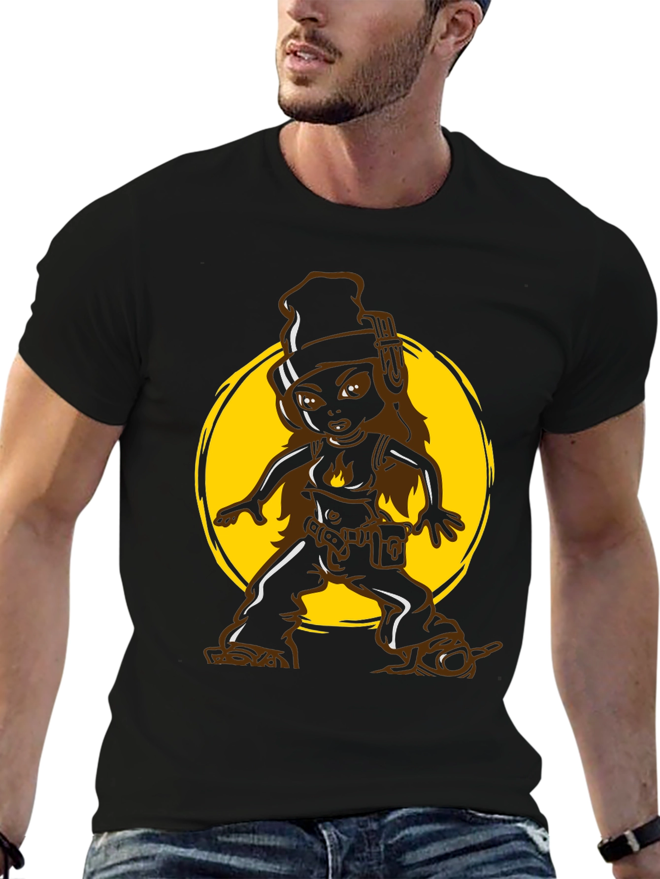 Cool Cartoon Graphic Tee - Black