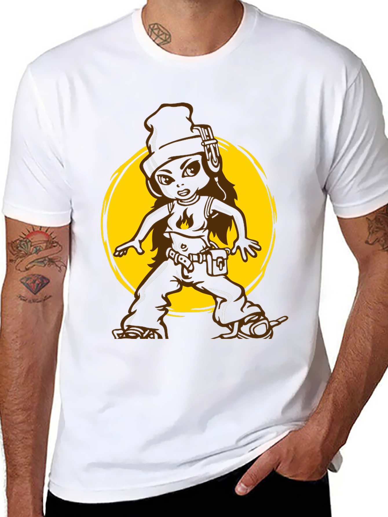 Cool Cartoon Graphic Tee - Black