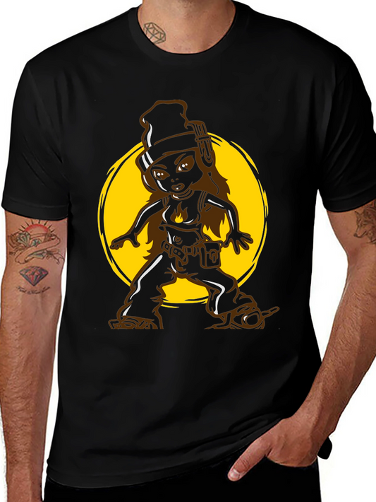 Cool Cartoon Graphic Tee - Black