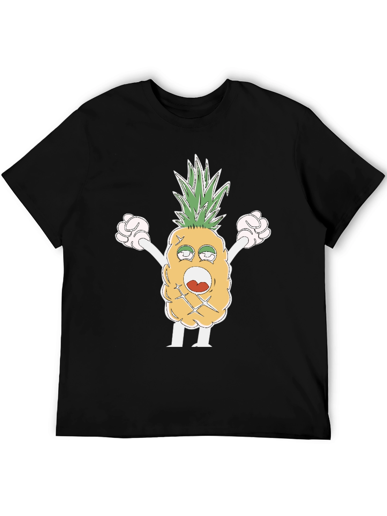 Funny Pineapple Cartoon T-Shirt - Black