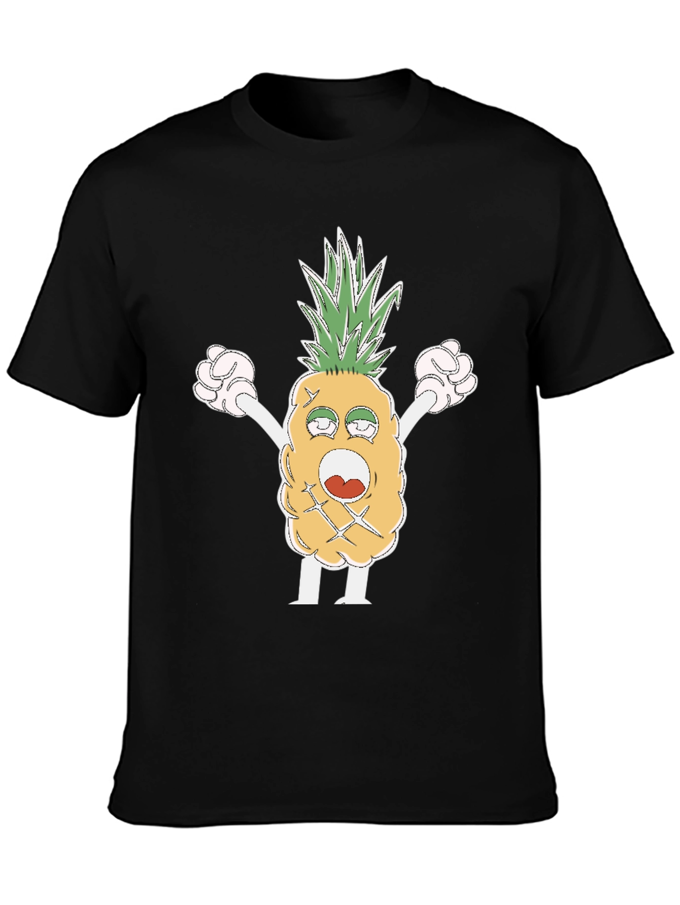 Funny Pineapple Cartoon T-Shirt - Black