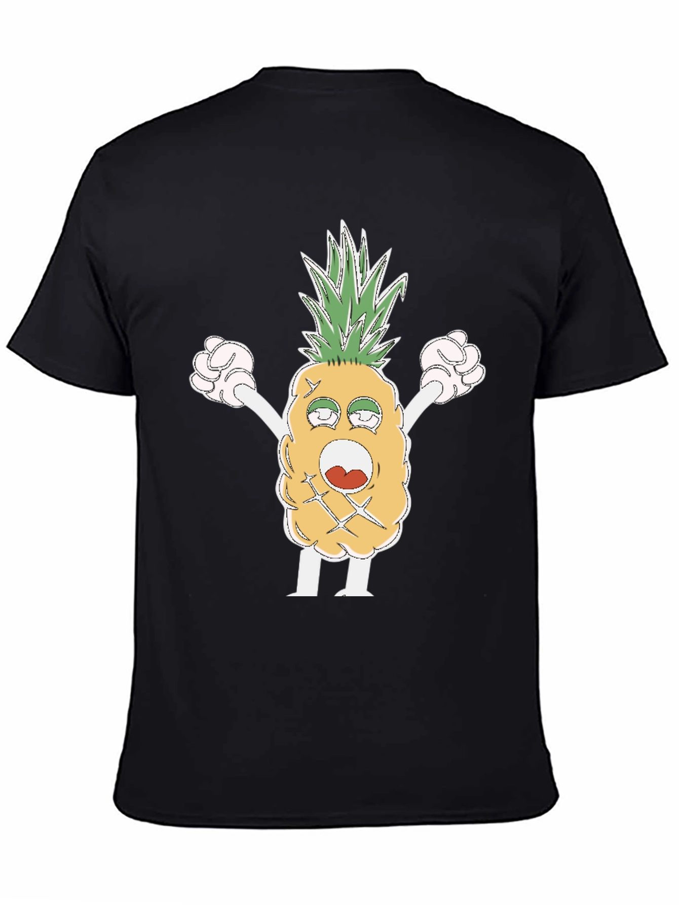 Funny Pineapple Cartoon T-Shirt - Black