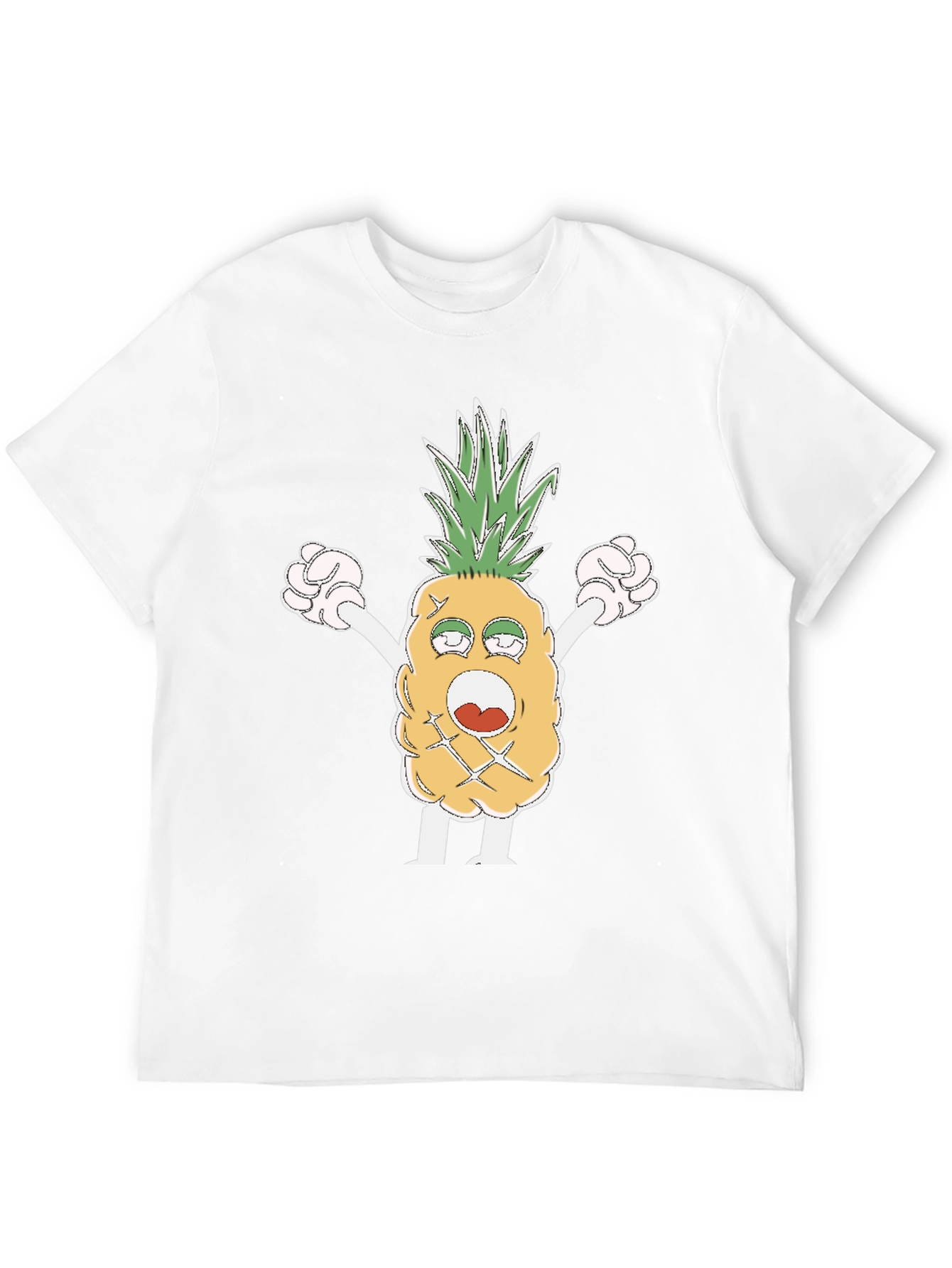 Funny Pineapple Cartoon T-Shirt - Black