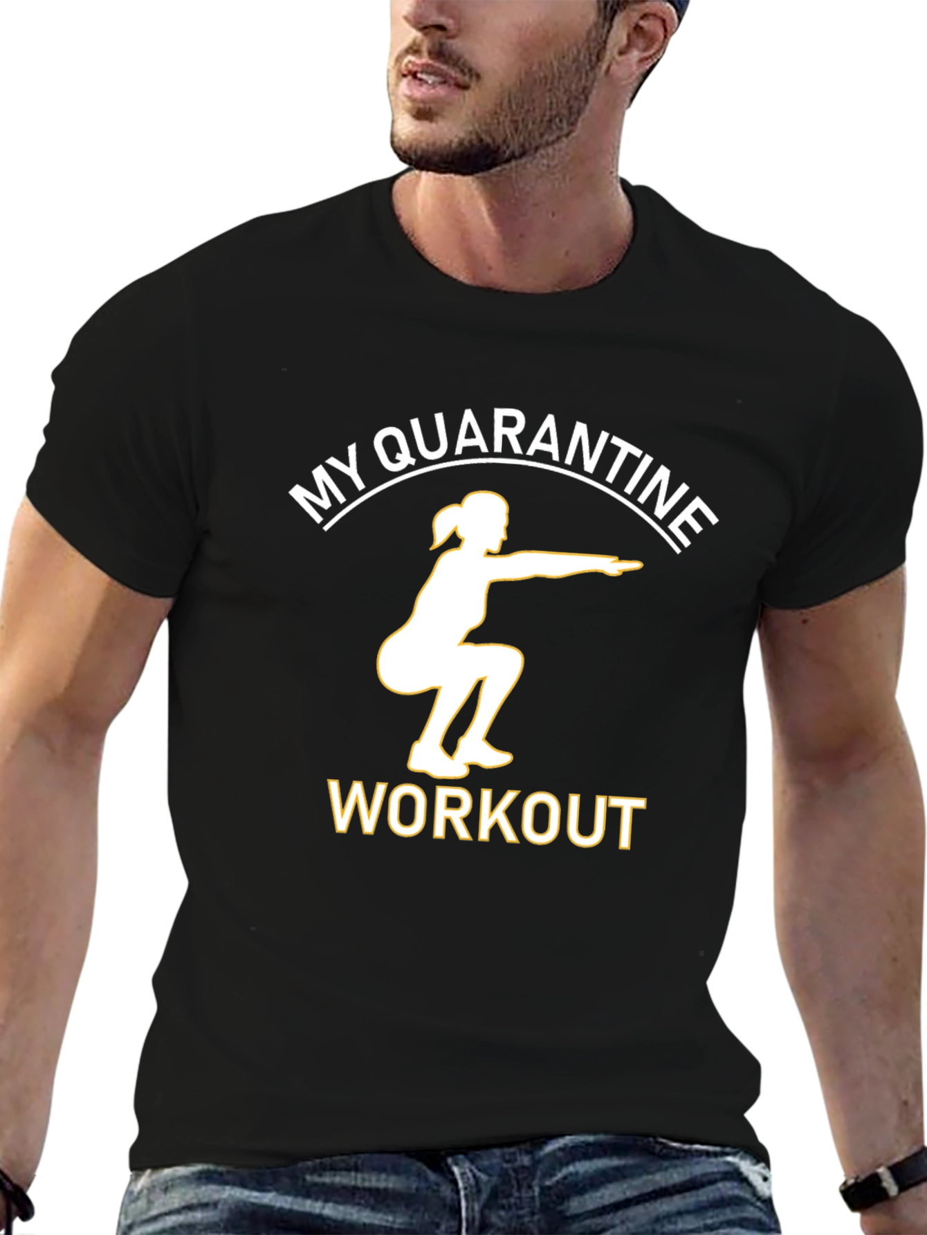 Quarantine Workout Graphic Tee - Black Cotton T-Shirt