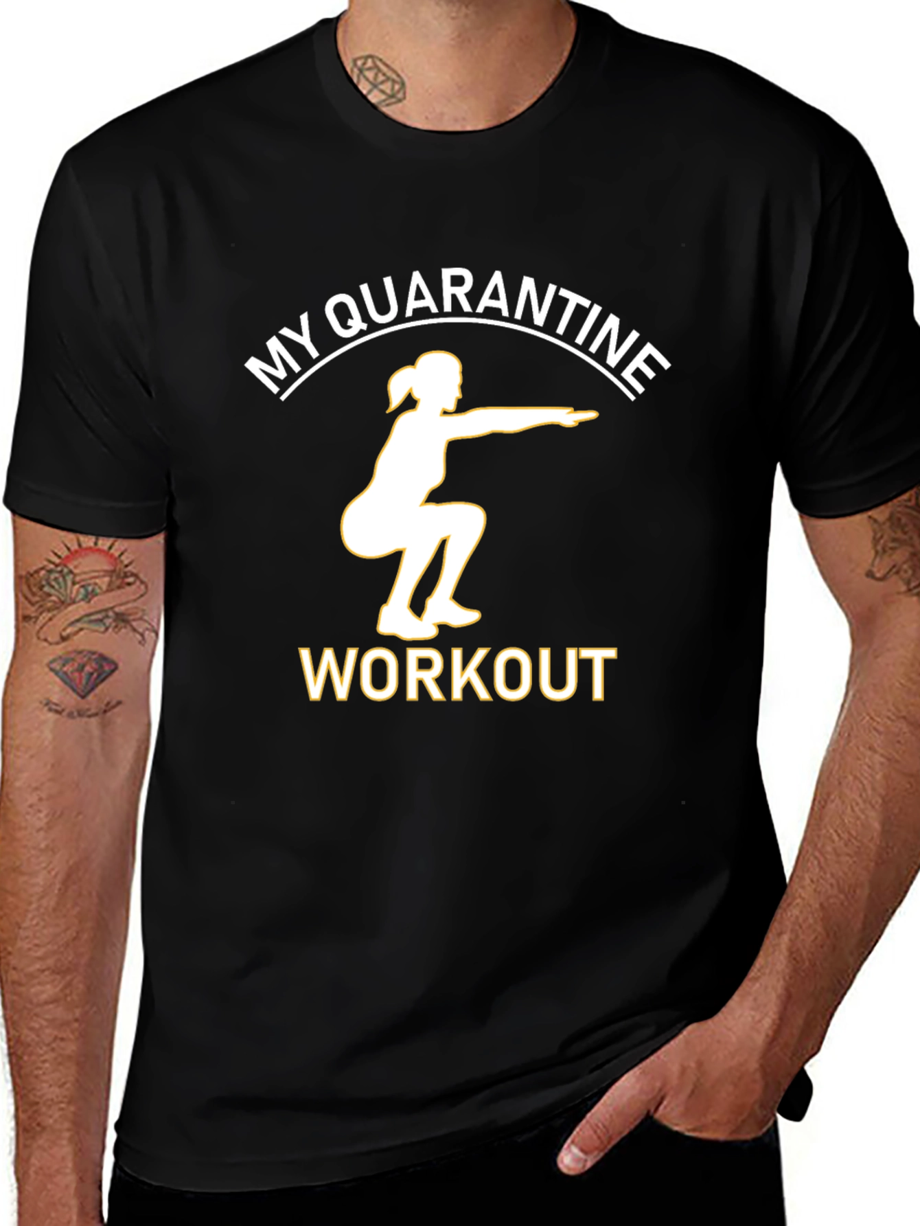 Quarantine Workout Graphic Tee - Black Cotton T-Shirt