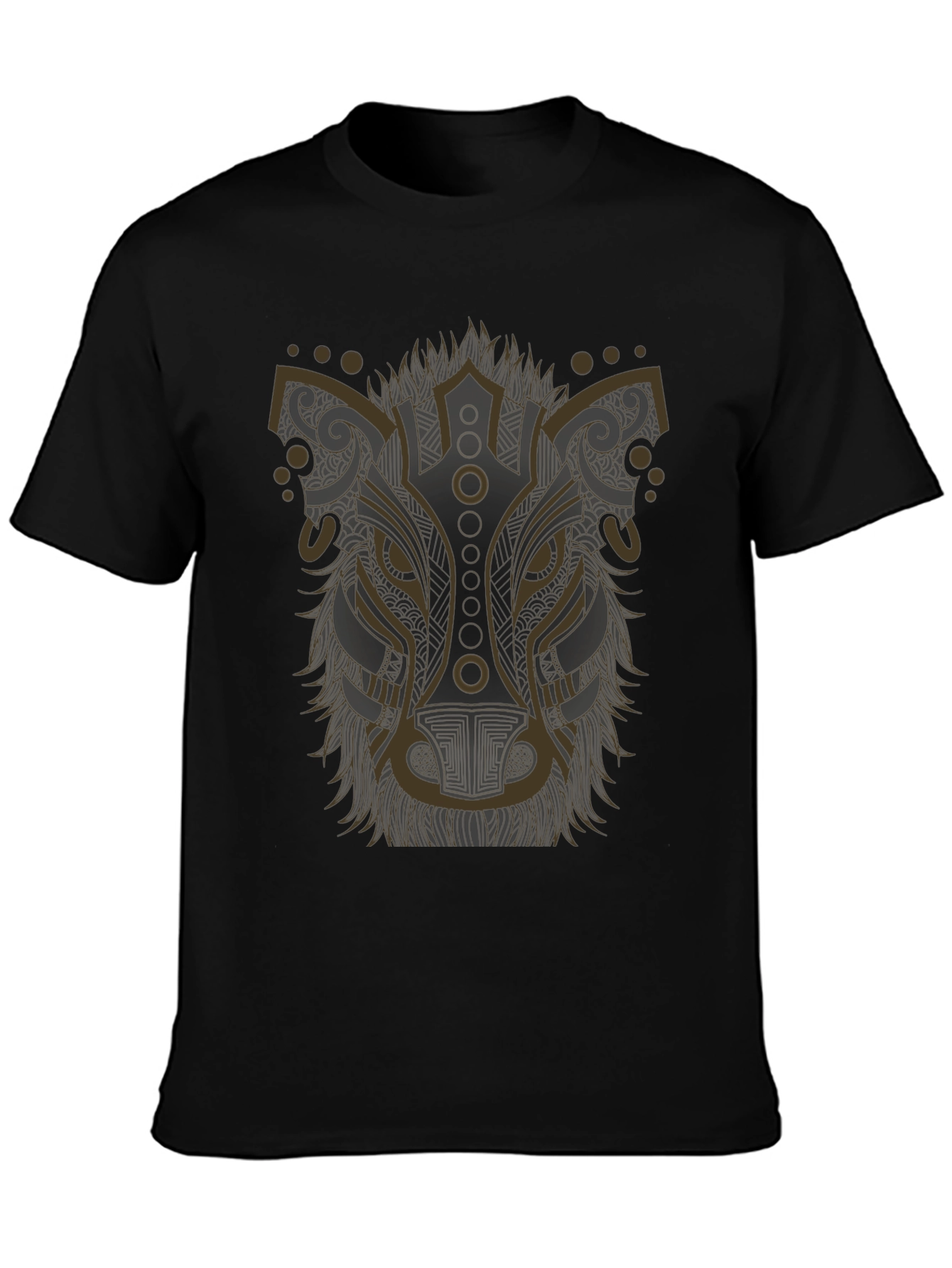 Tribal Wolf Graphic Tee - Stylish Mens Black T-Shirt