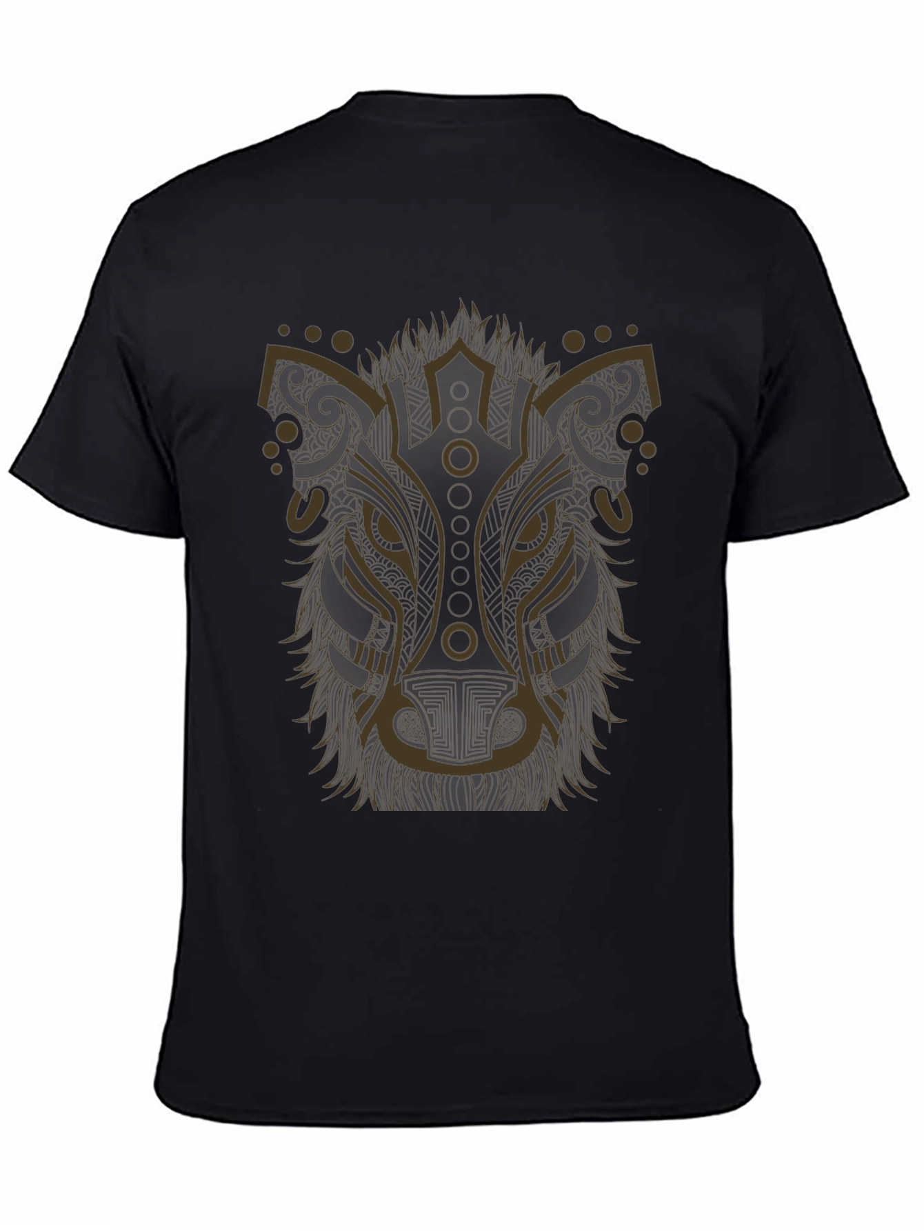 Tribal Wolf Graphic Tee - Stylish Mens Black T-Shirt