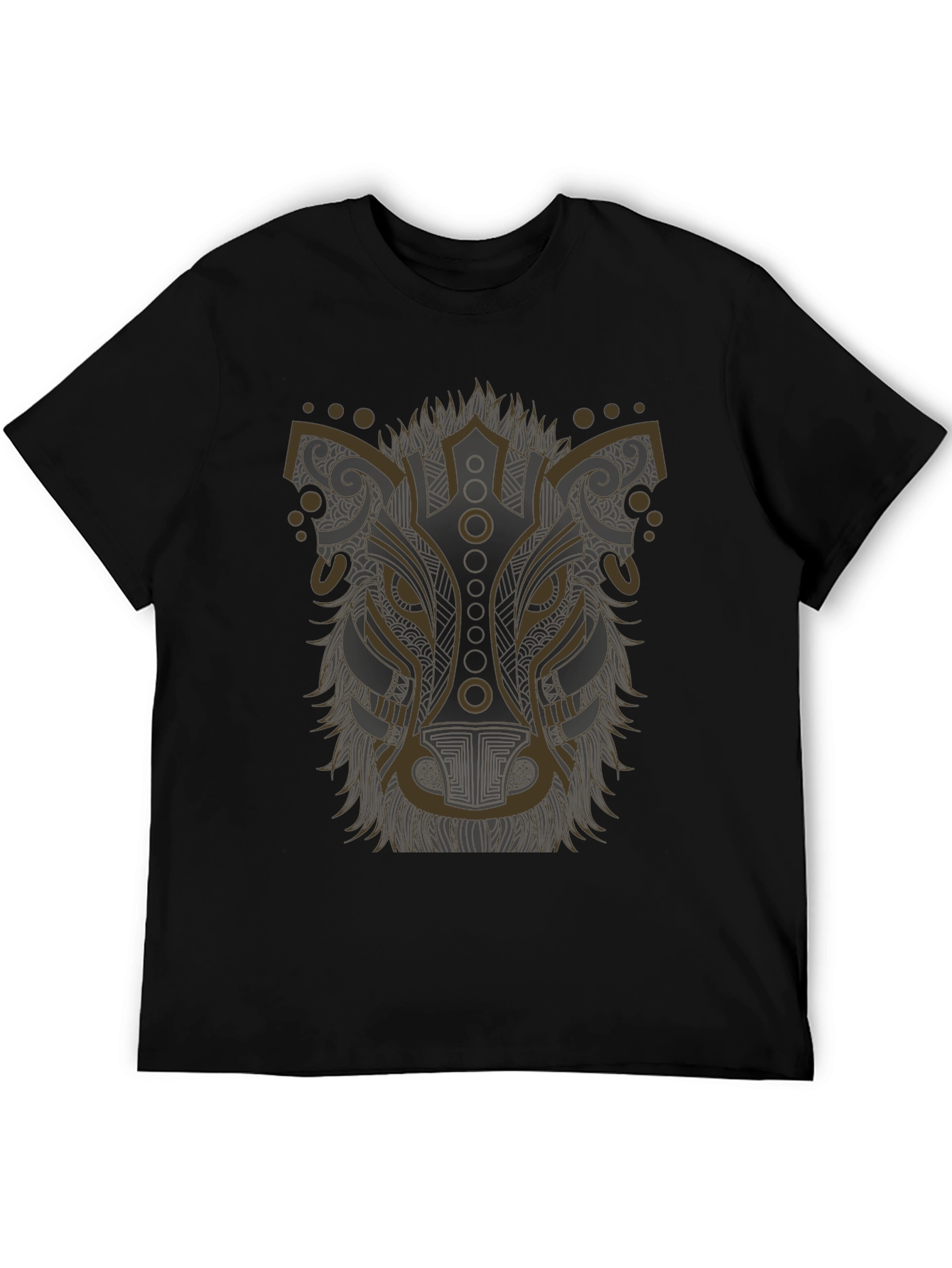 Tribal Wolf Graphic Tee - Stylish Mens Black T-Shirt