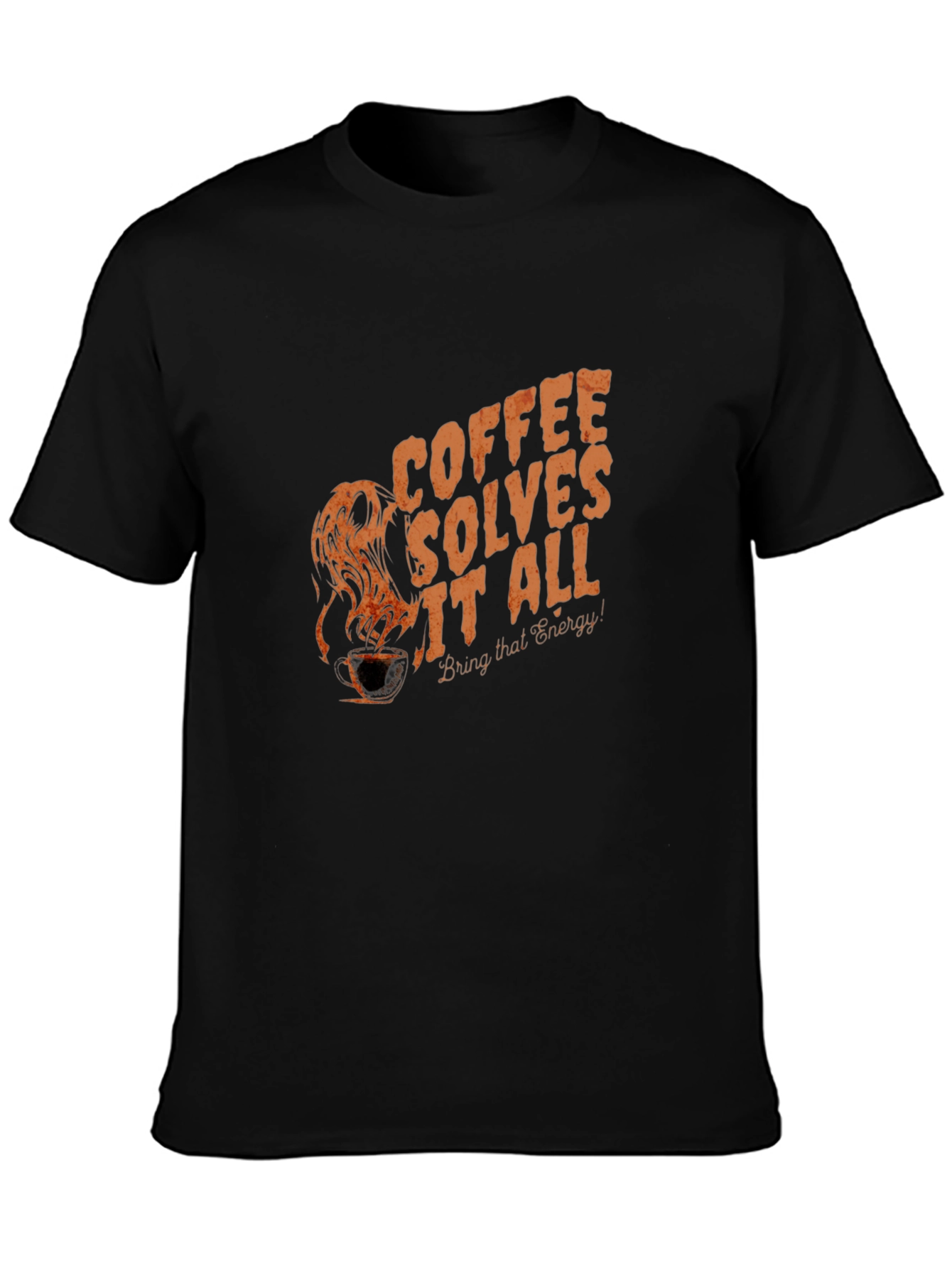 Coffee Solves It All Graphic T-Shirt - Black
