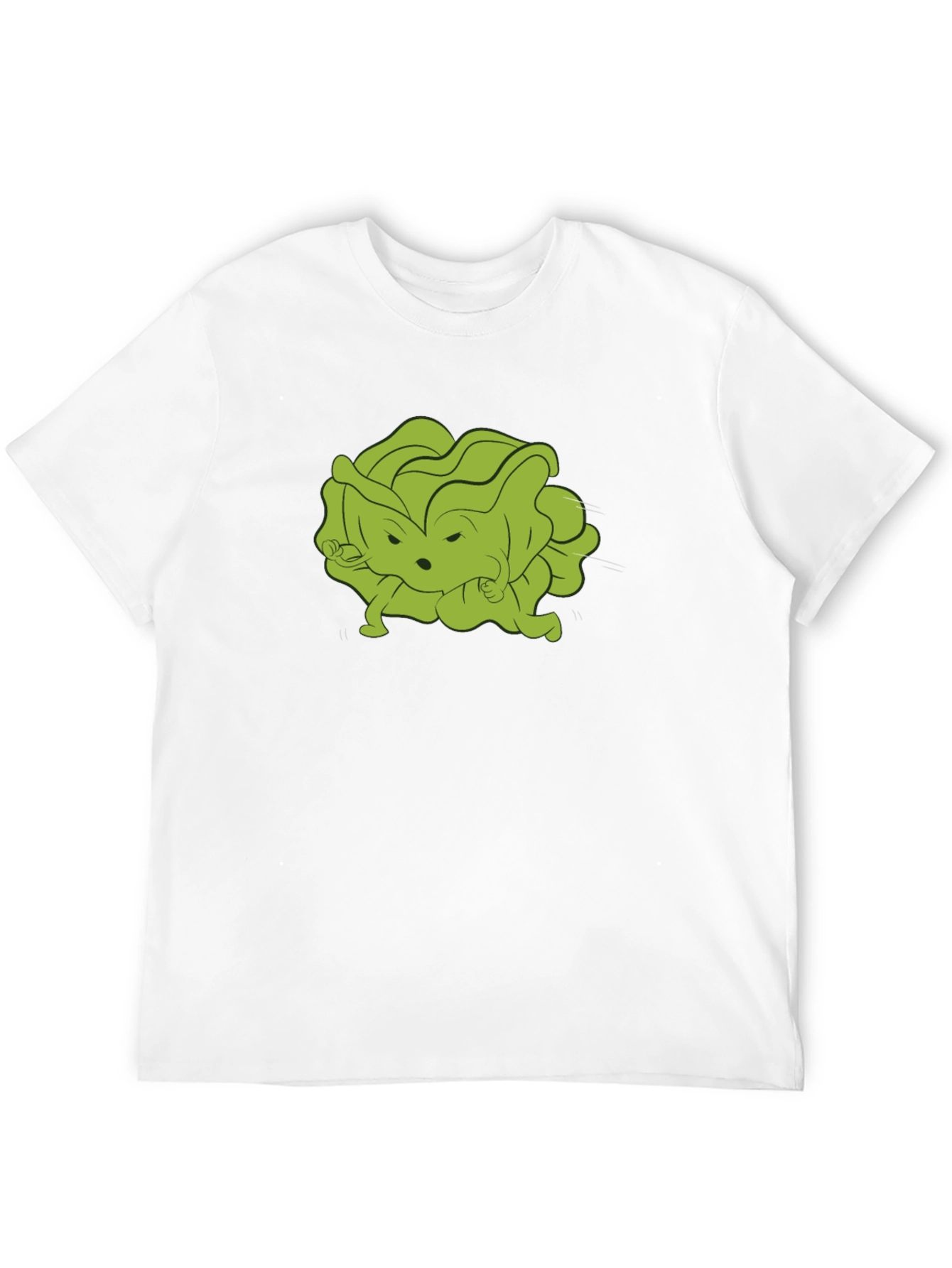 Funny Cartoon Lettuce Character Black T-Shirt