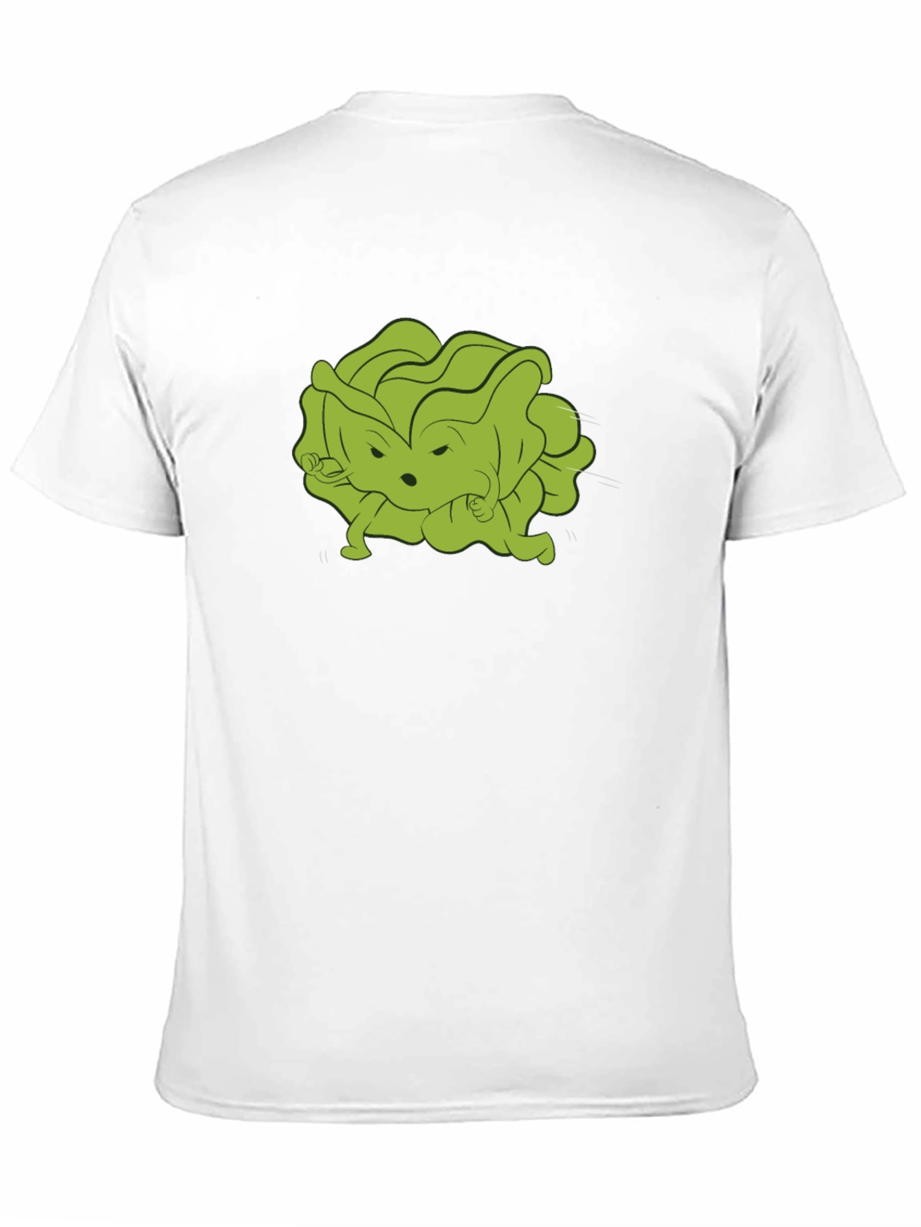 Funny Cartoon Lettuce Character Black T-Shirt
