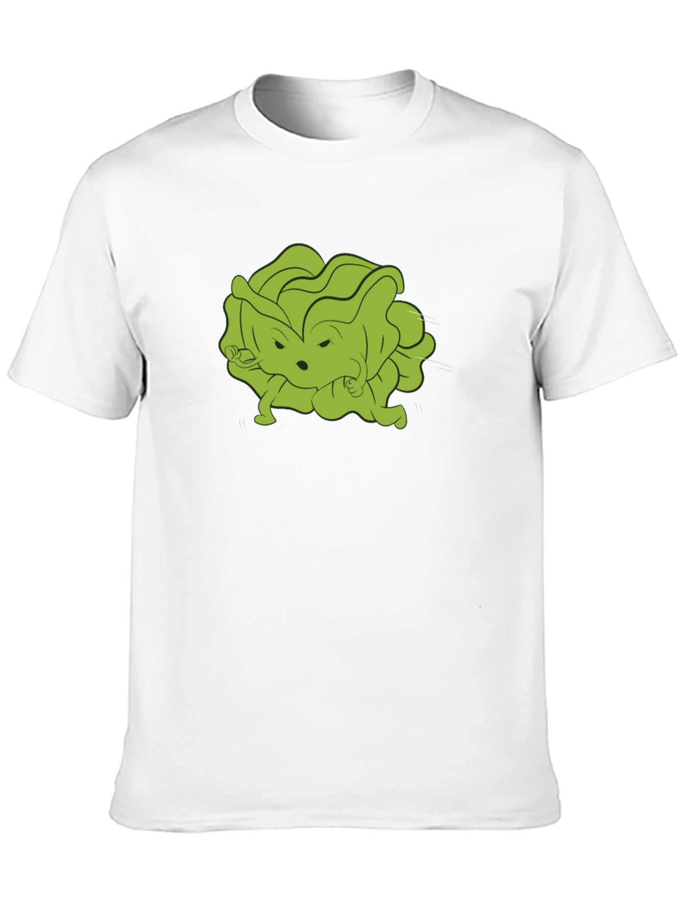 Funny Cartoon Lettuce Character Black T-Shirt
