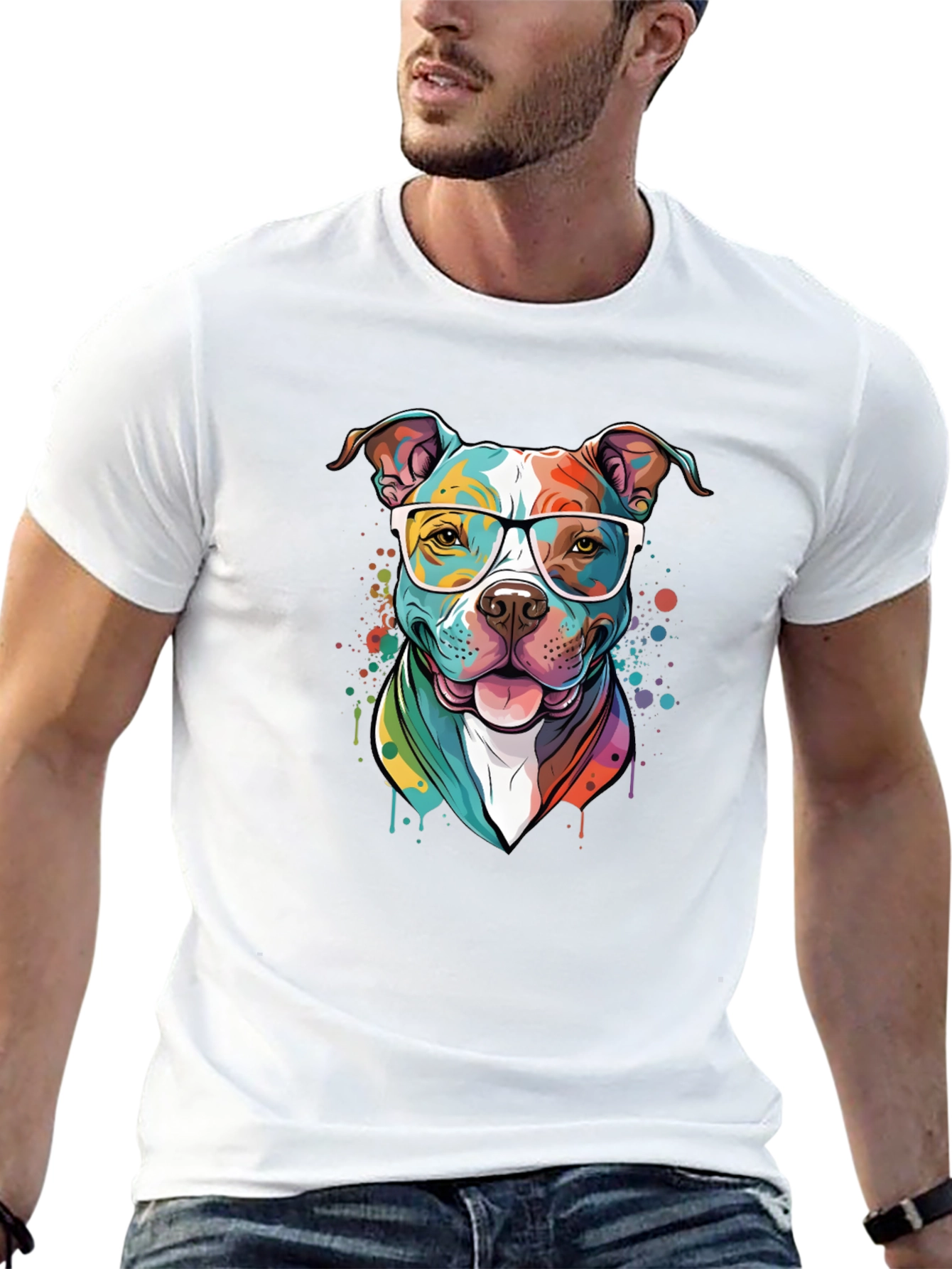 Pitbull Dog Art Graphic T-Shirt