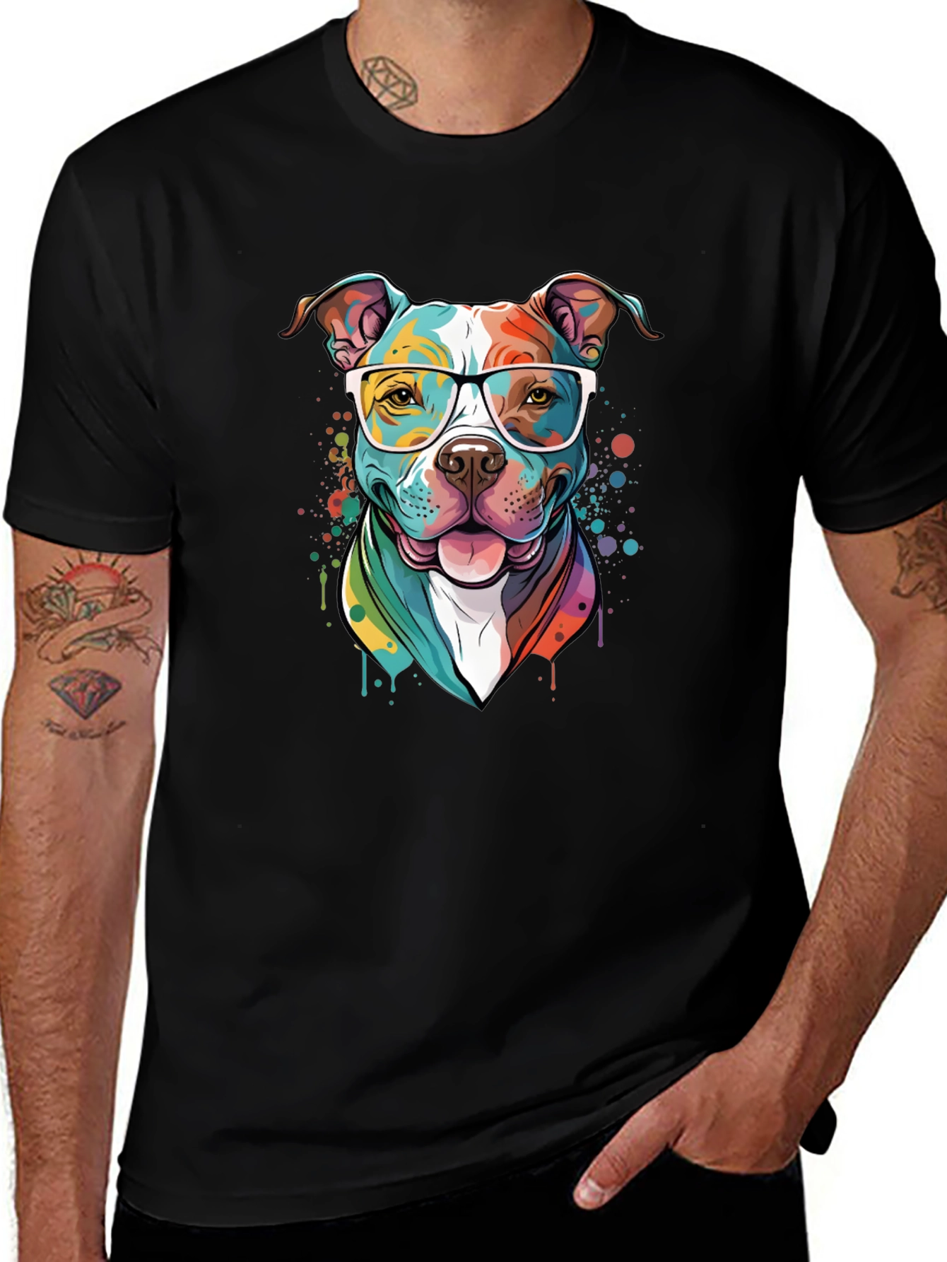 Pitbull Dog Art Graphic T-Shirt
