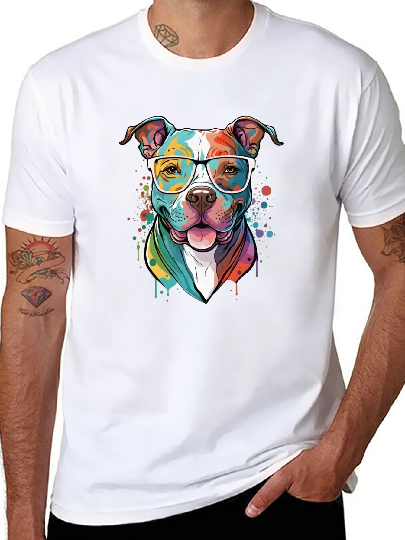 Pitbull Dog Art Graphic T-Shirt