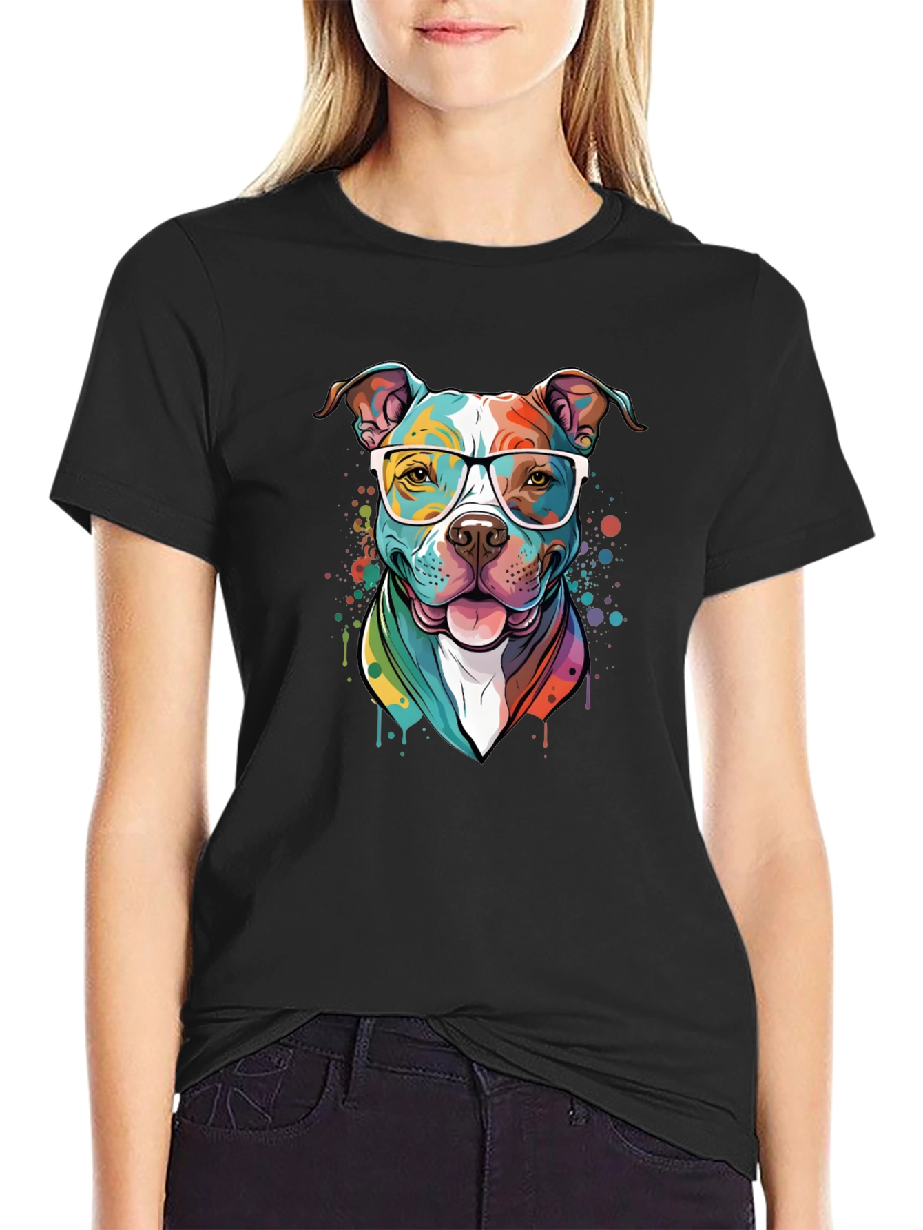 Pitbull Dog Art Graphic T-Shirt