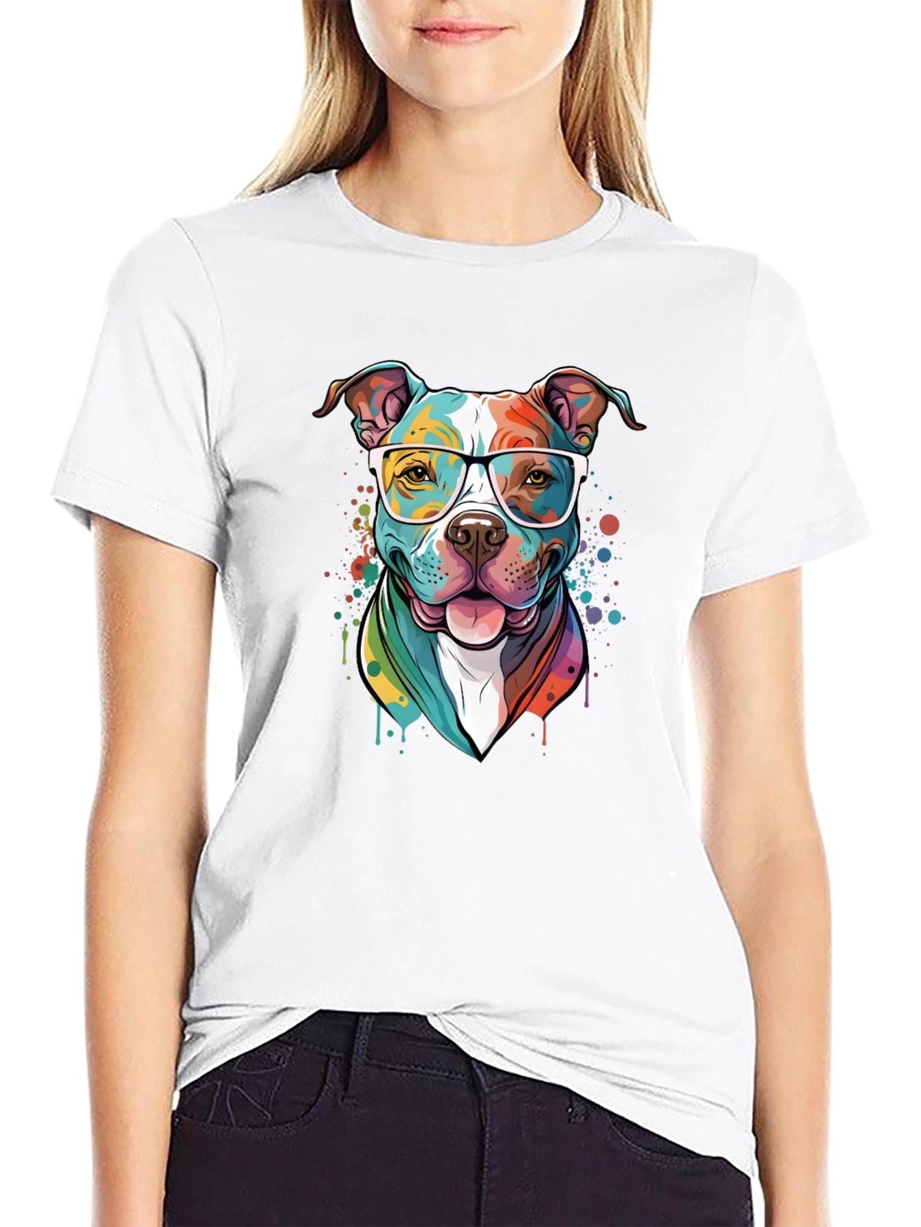 Pitbull Dog Art Graphic T-Shirt