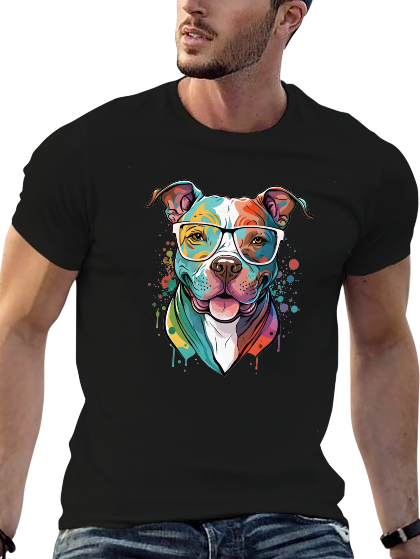 Pitbull Dog Art Graphic T-Shirt