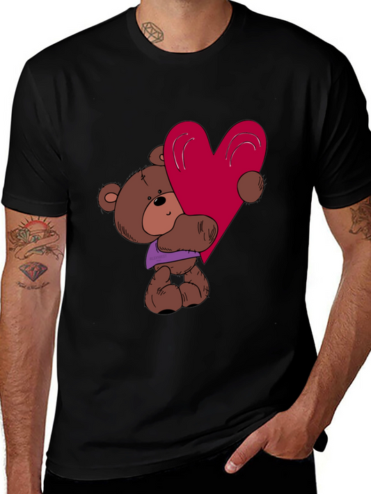 Cute Teddy Bear Heart Graphic T-Shirt