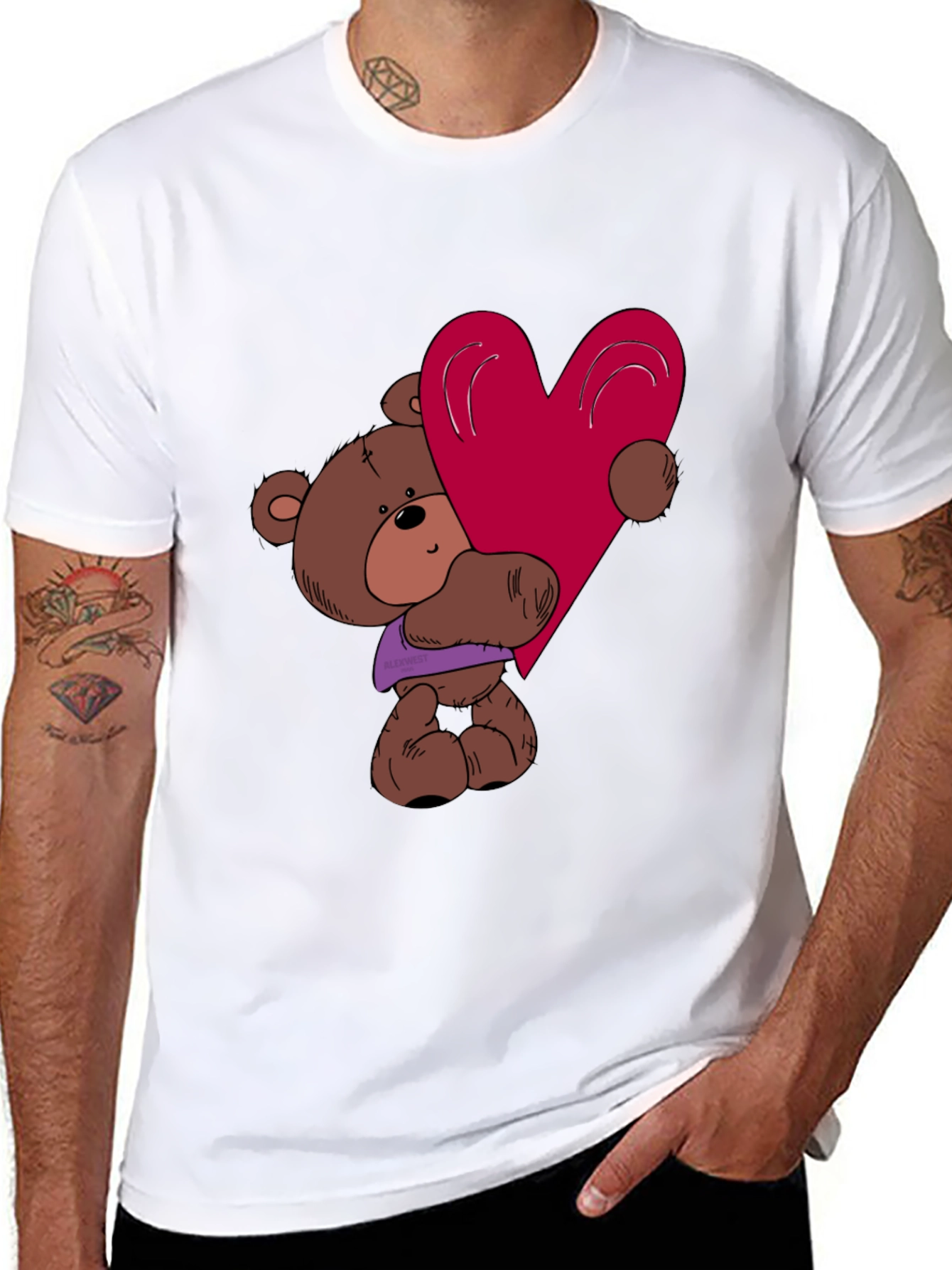 Cute Teddy Bear Heart Graphic T-Shirt