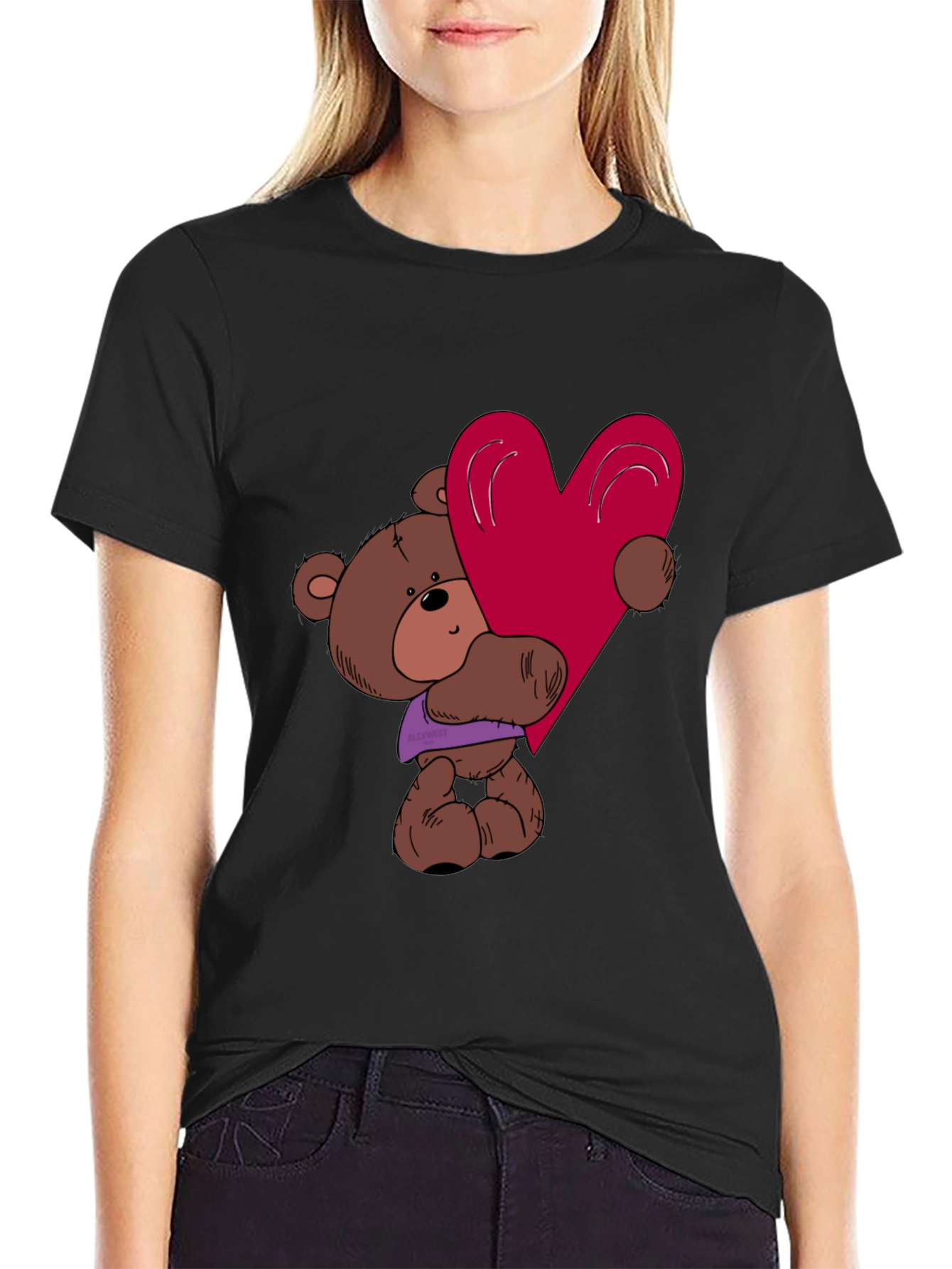 Cute Teddy Bear Heart Graphic T-Shirt