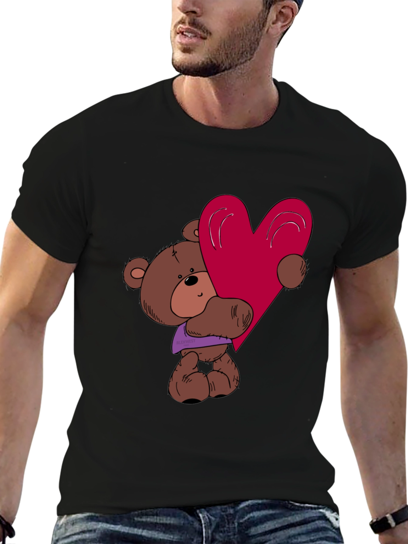 Cute Teddy Bear Heart Graphic T-Shirt