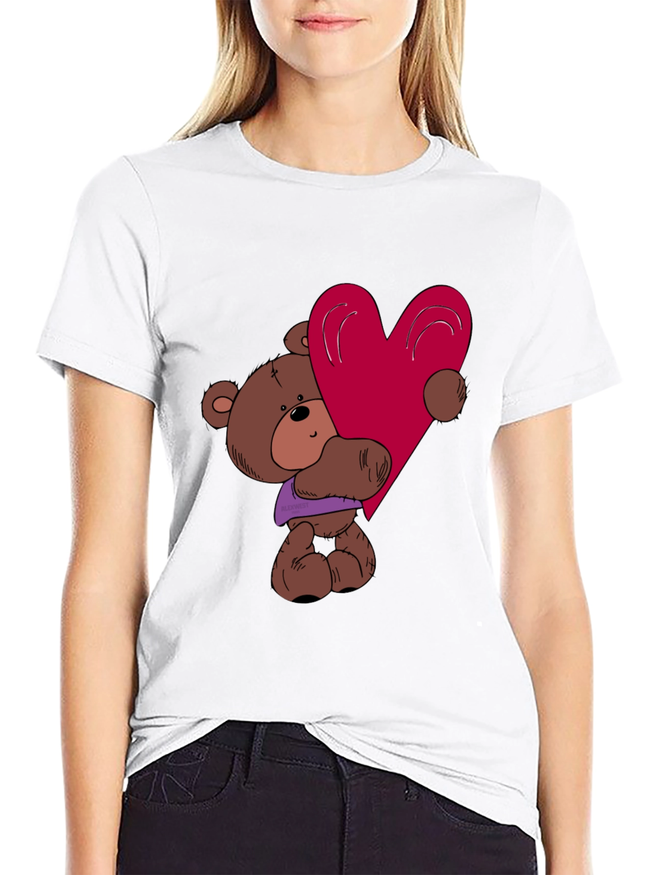Cute Teddy Bear Heart Graphic T-Shirt