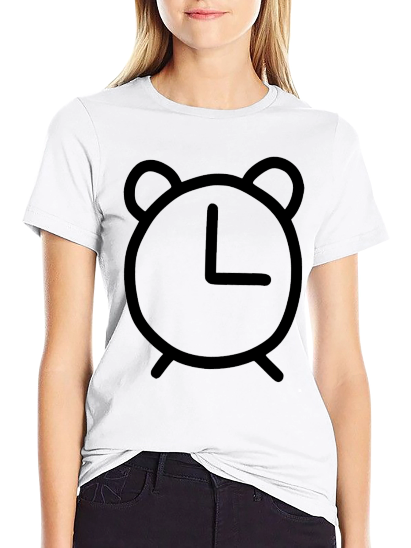 Alarm Clock Graphic Tee - Black Cotton