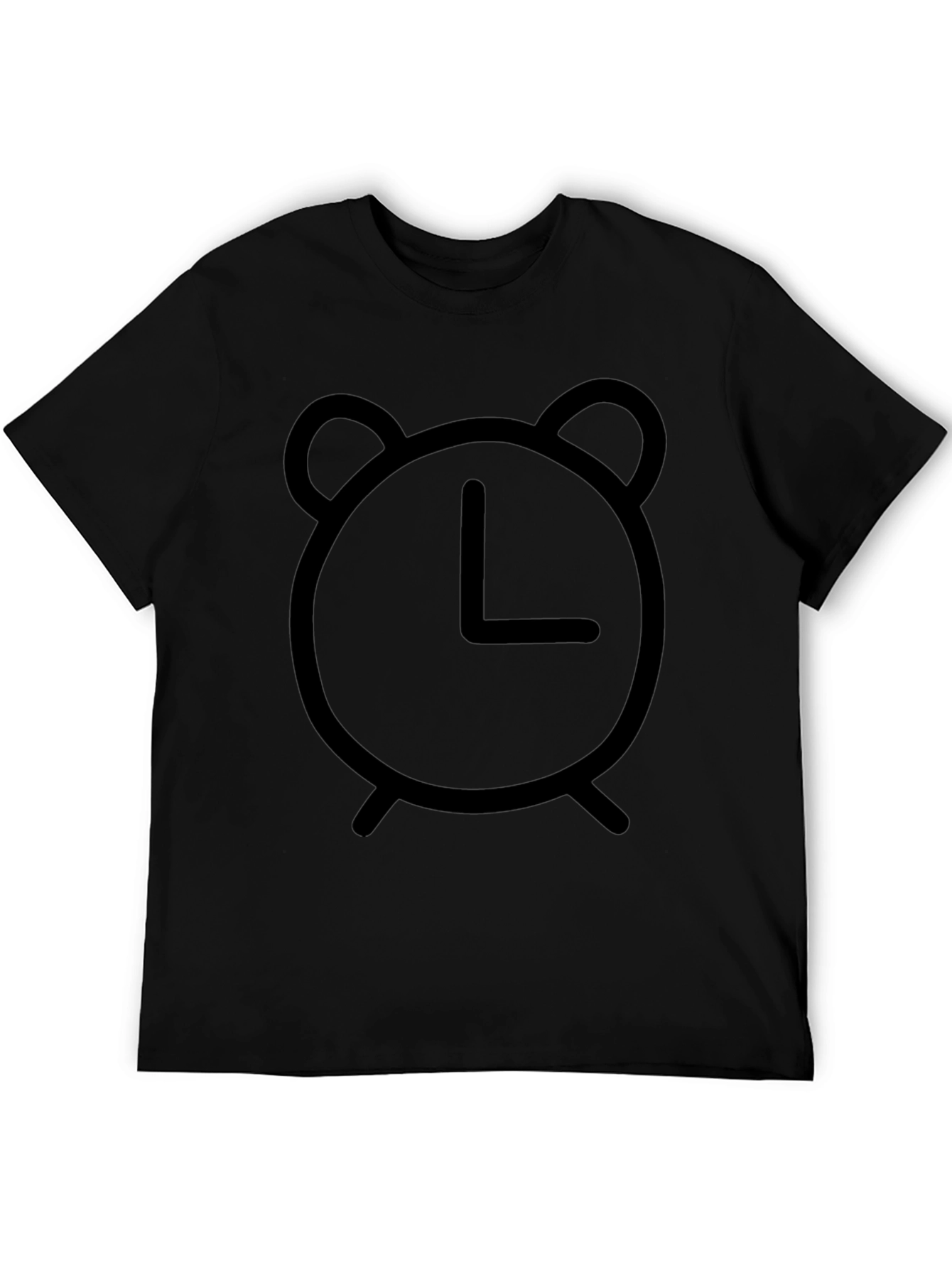 Alarm Clock Graphic Tee - Black Cotton