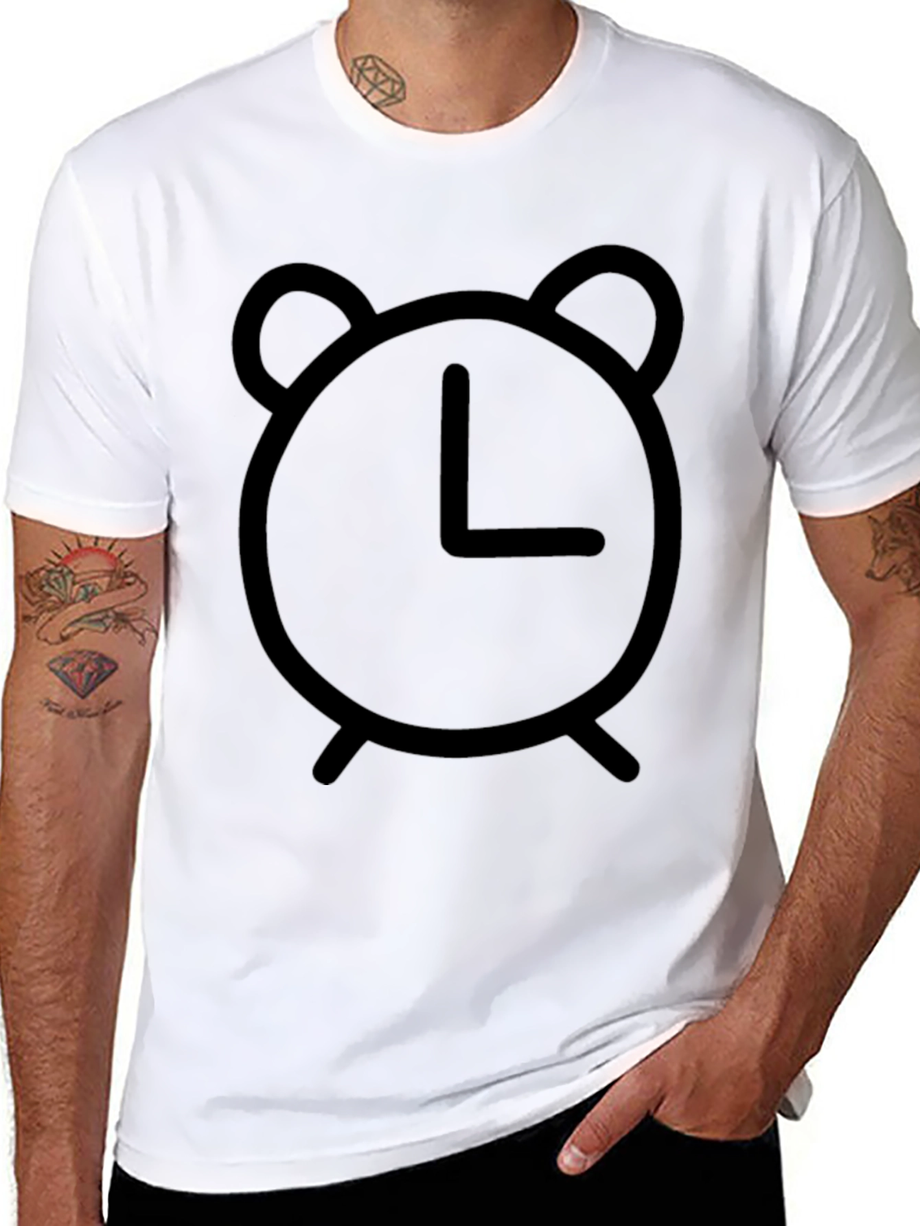 Alarm Clock Graphic Tee - Black Cotton