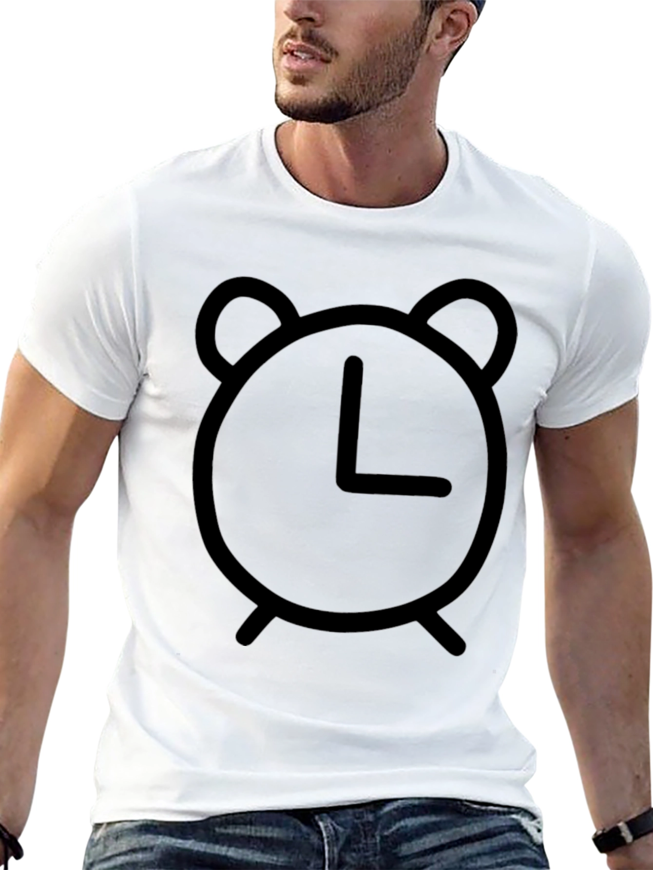Alarm Clock Graphic Tee - Black Cotton