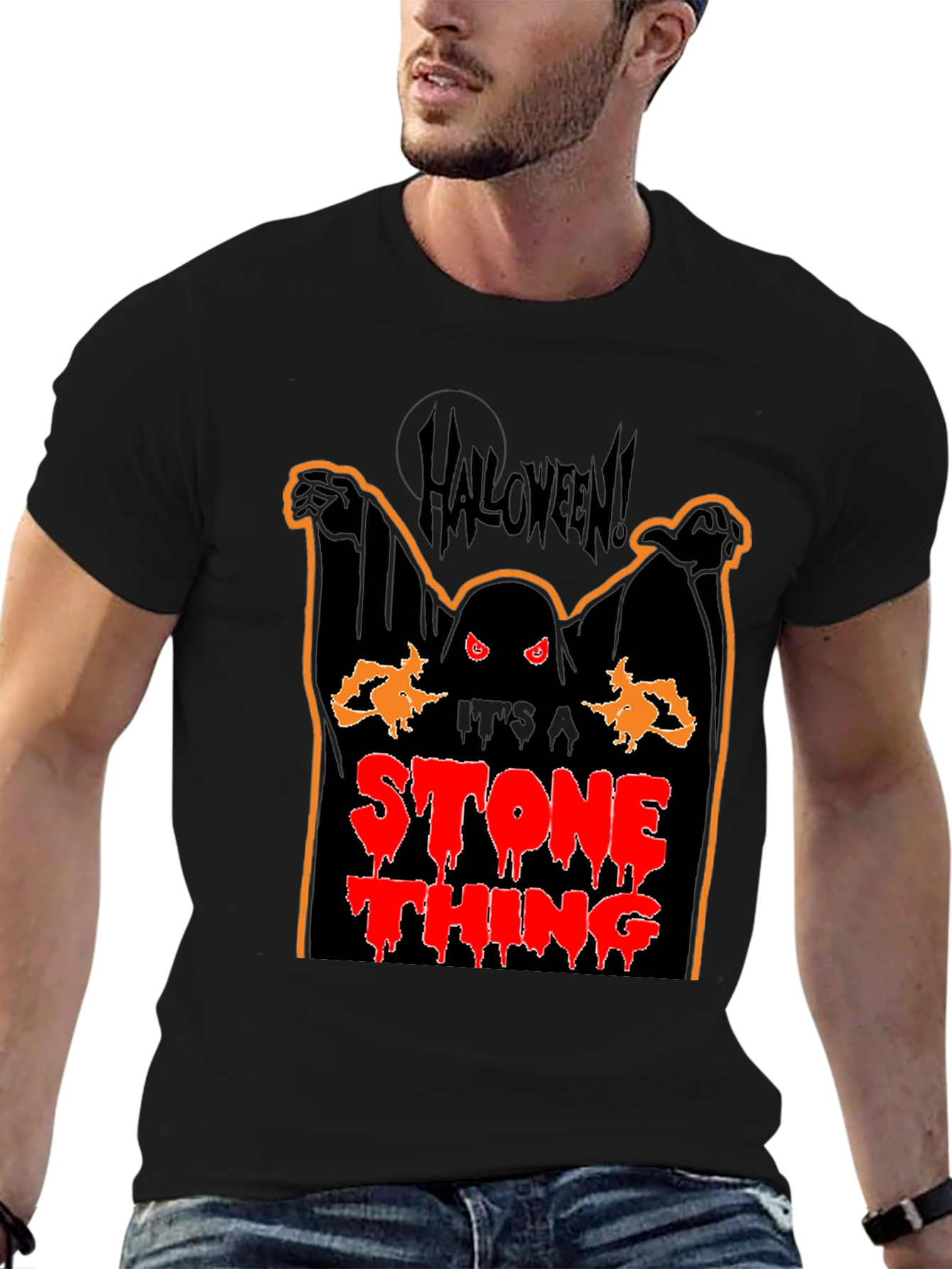Halloween Ghost Stone Thing Graphic Tee