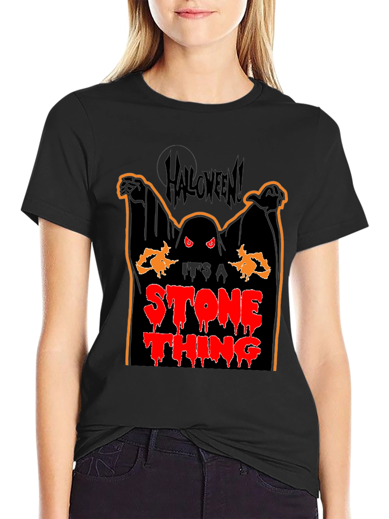 Halloween Ghost Stone Thing Graphic Tee