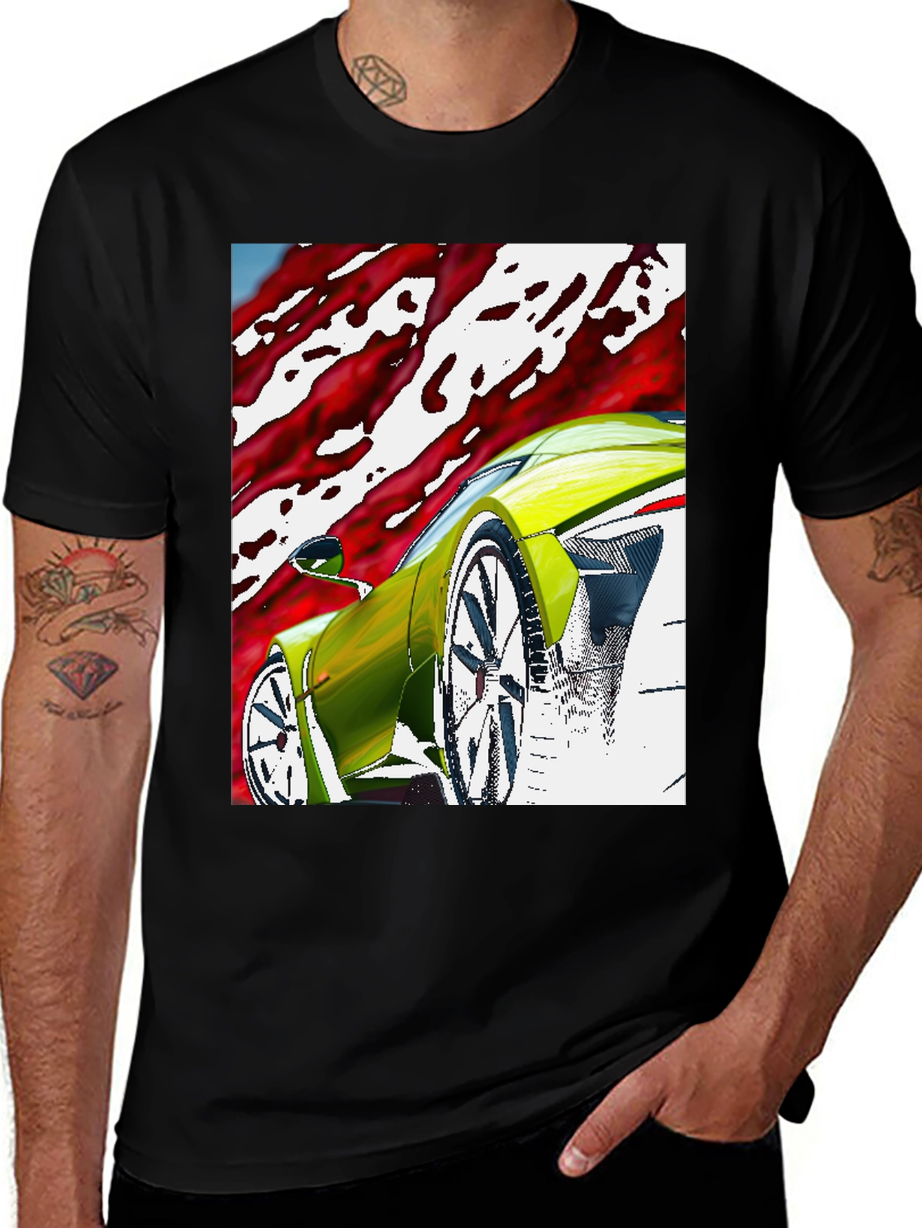 Modern Car Graphic Tee - Black