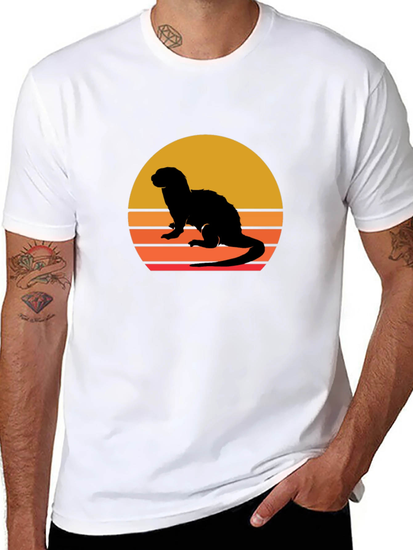 Retro Ferret Sunset Graphic Tee