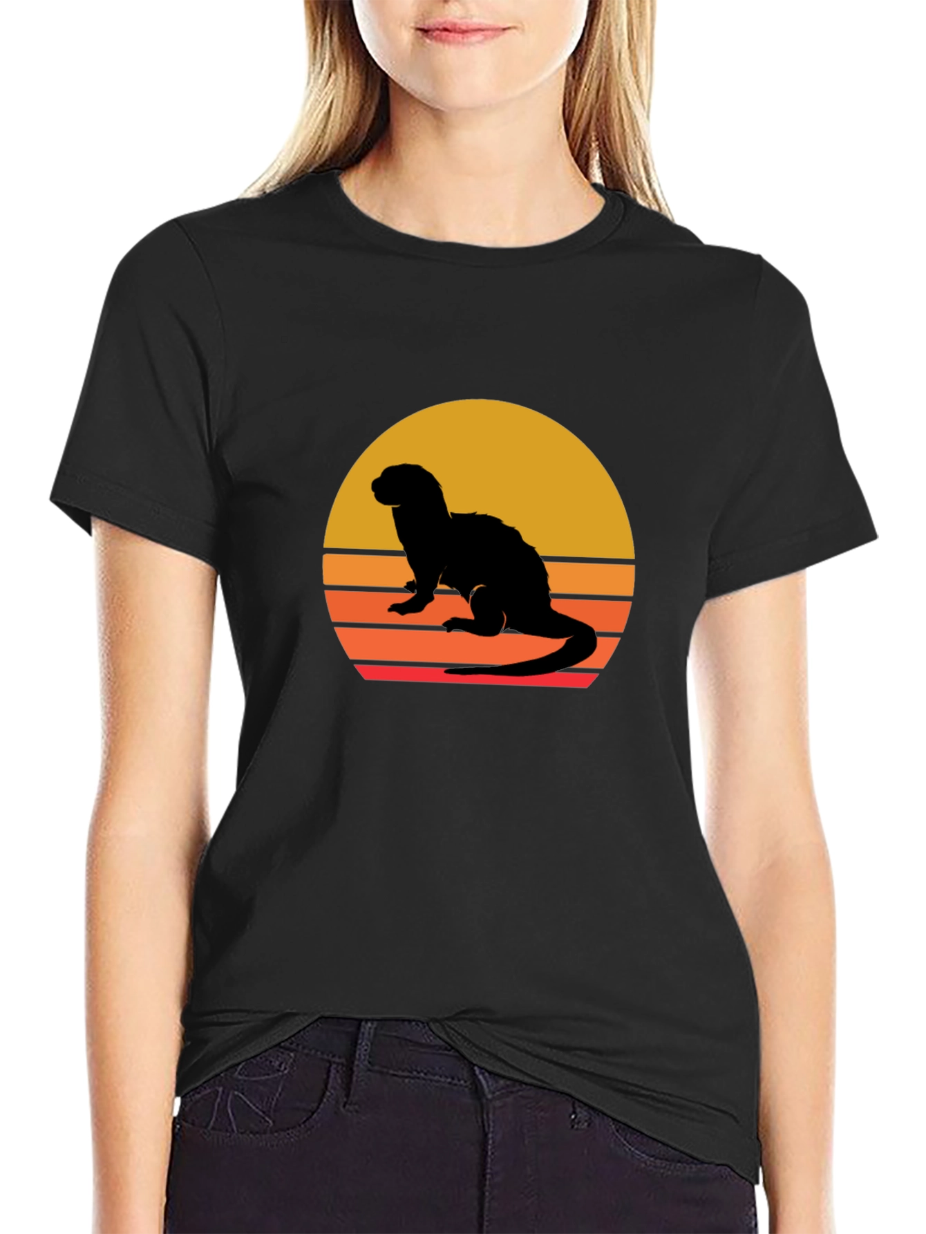 Retro Ferret Sunset Graphic Tee