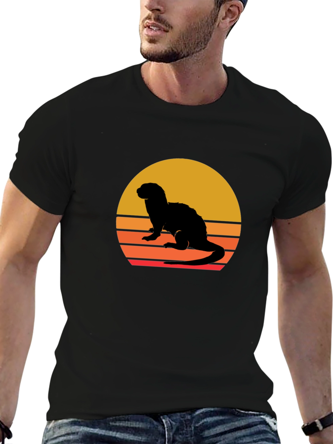 Retro Ferret Sunset Graphic Tee