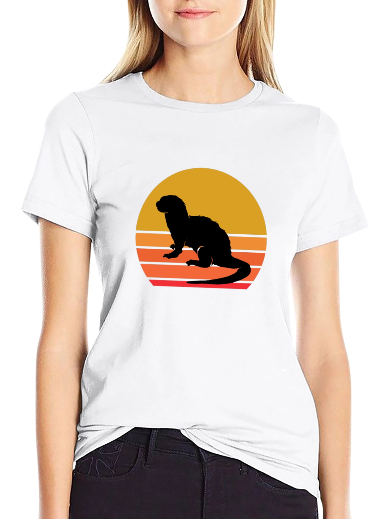 Retro Ferret Sunset Graphic Tee