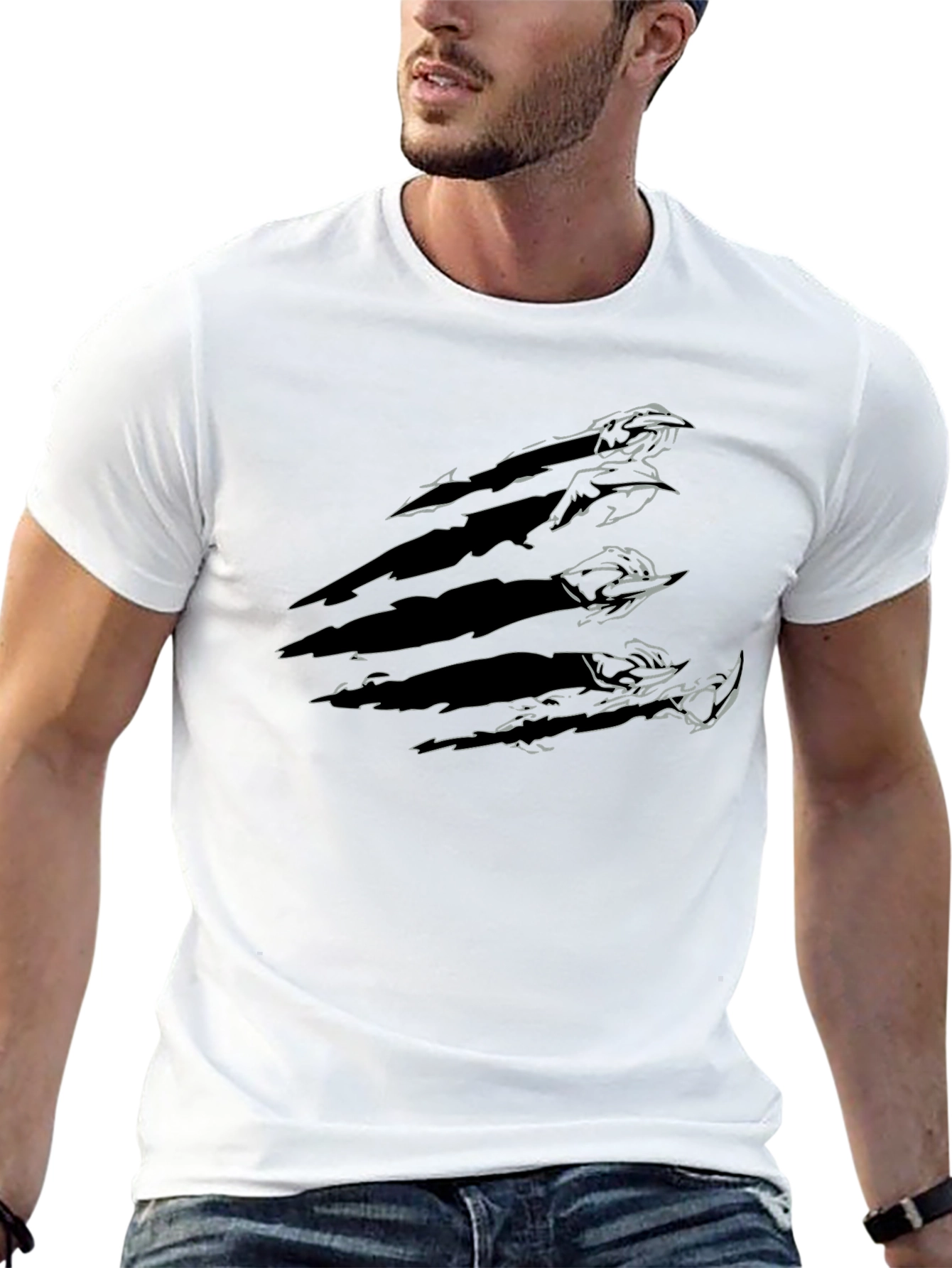 Black T-Shirt with Claw Mark Design