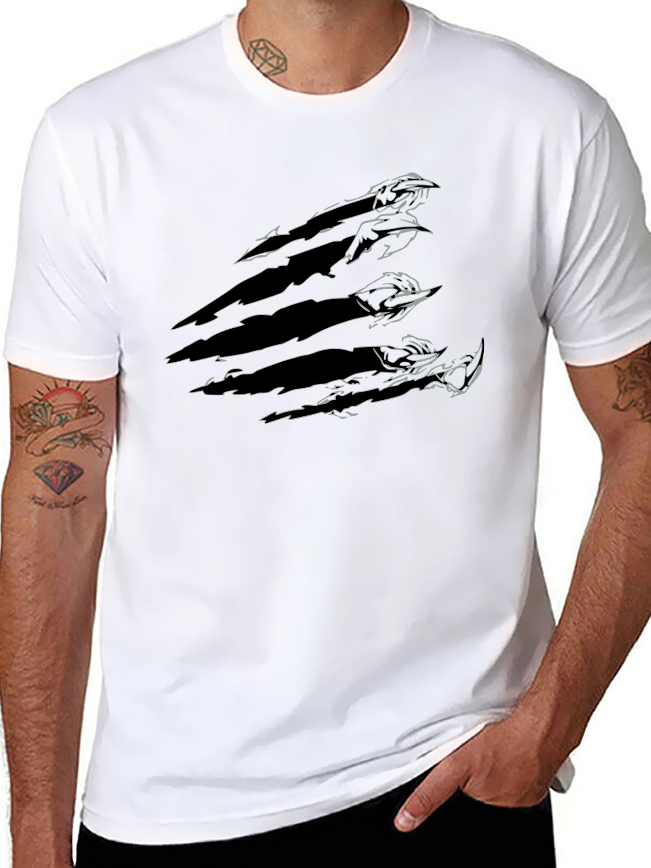 Black T-Shirt with Claw Mark Design