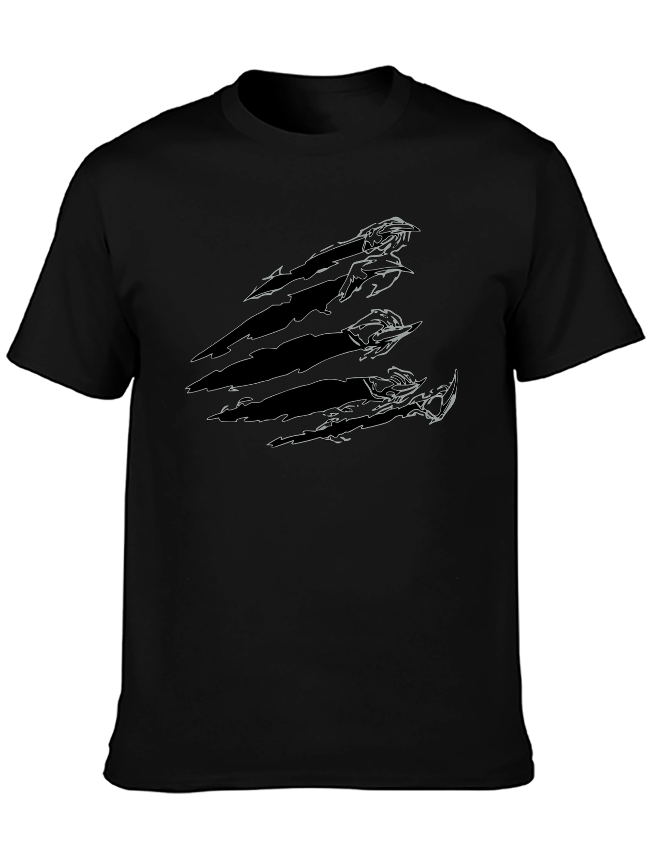Black T-Shirt with Claw Mark Design