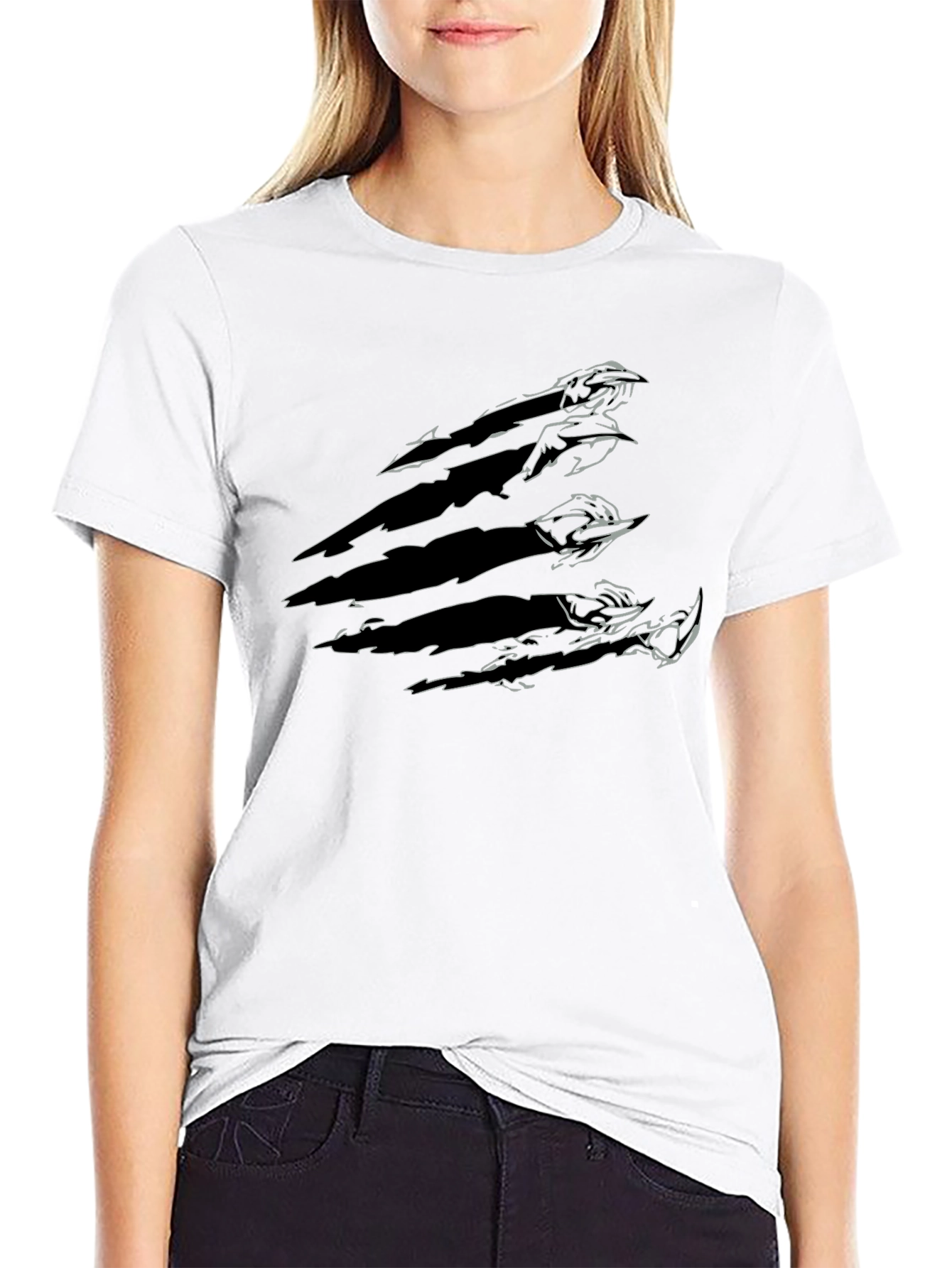 Black T-Shirt with Claw Mark Design