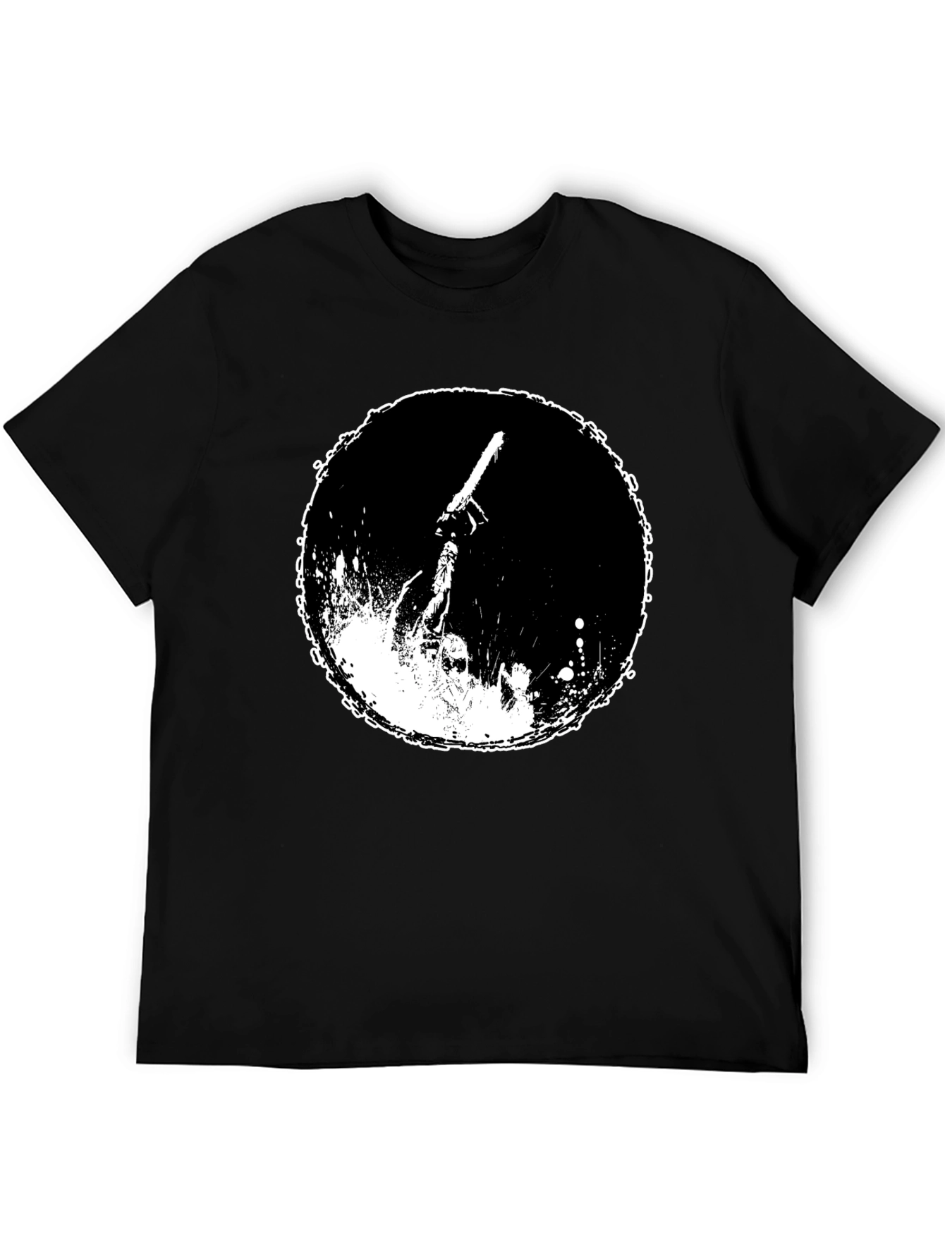 Graphic Tee: Chainsaw Moon Black Cotton T-Shirt