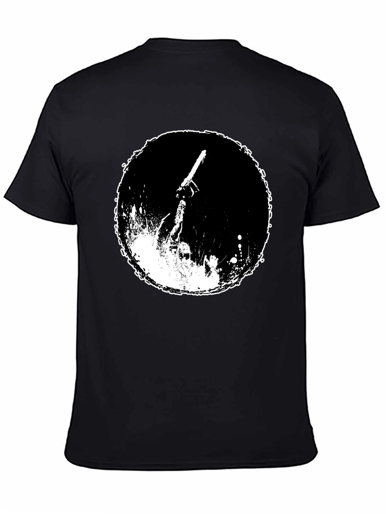 Graphic Tee: Chainsaw Moon Black Cotton T-Shirt