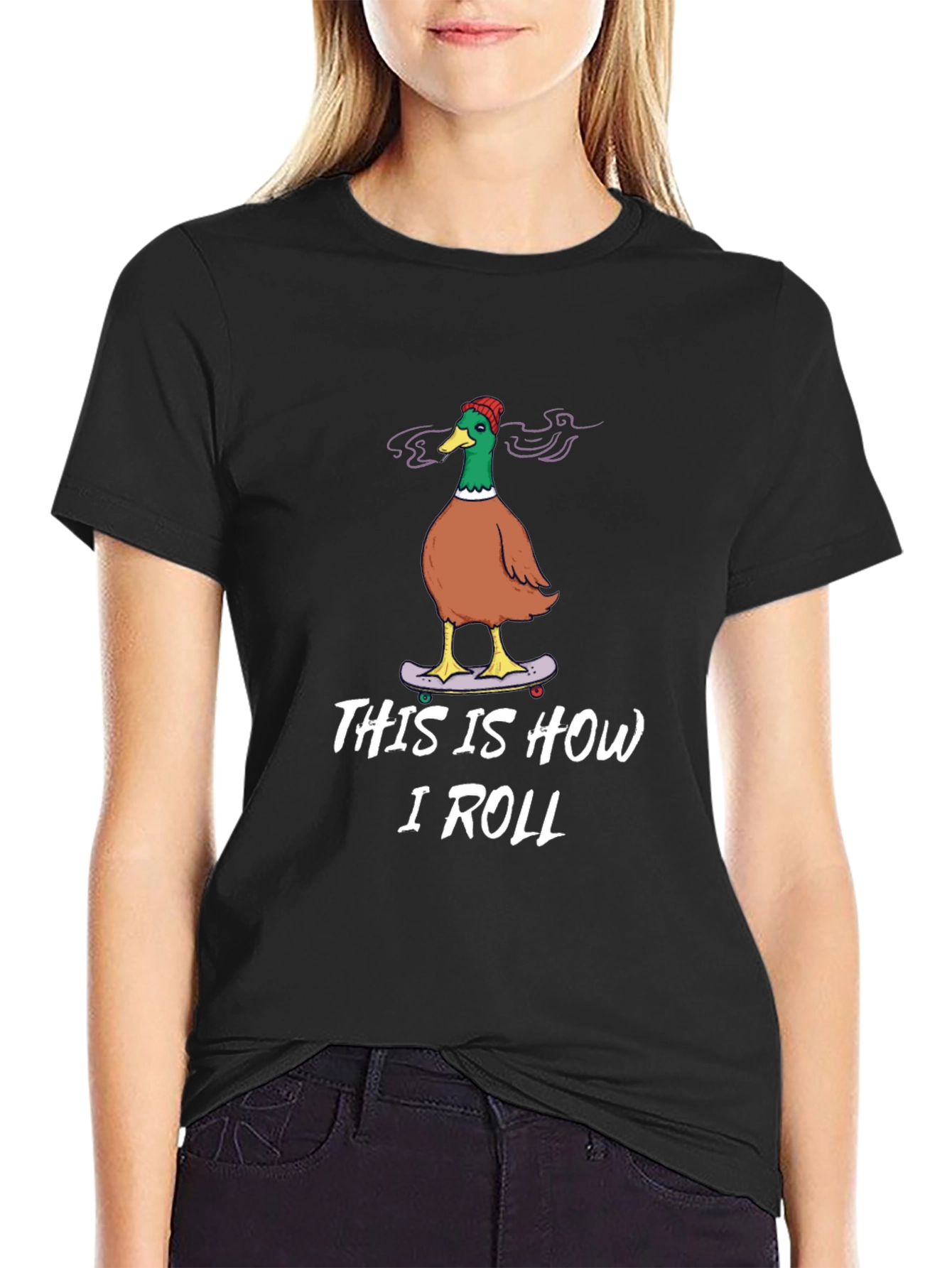 Funny Duck Skateboarder Graphic T-Shirt